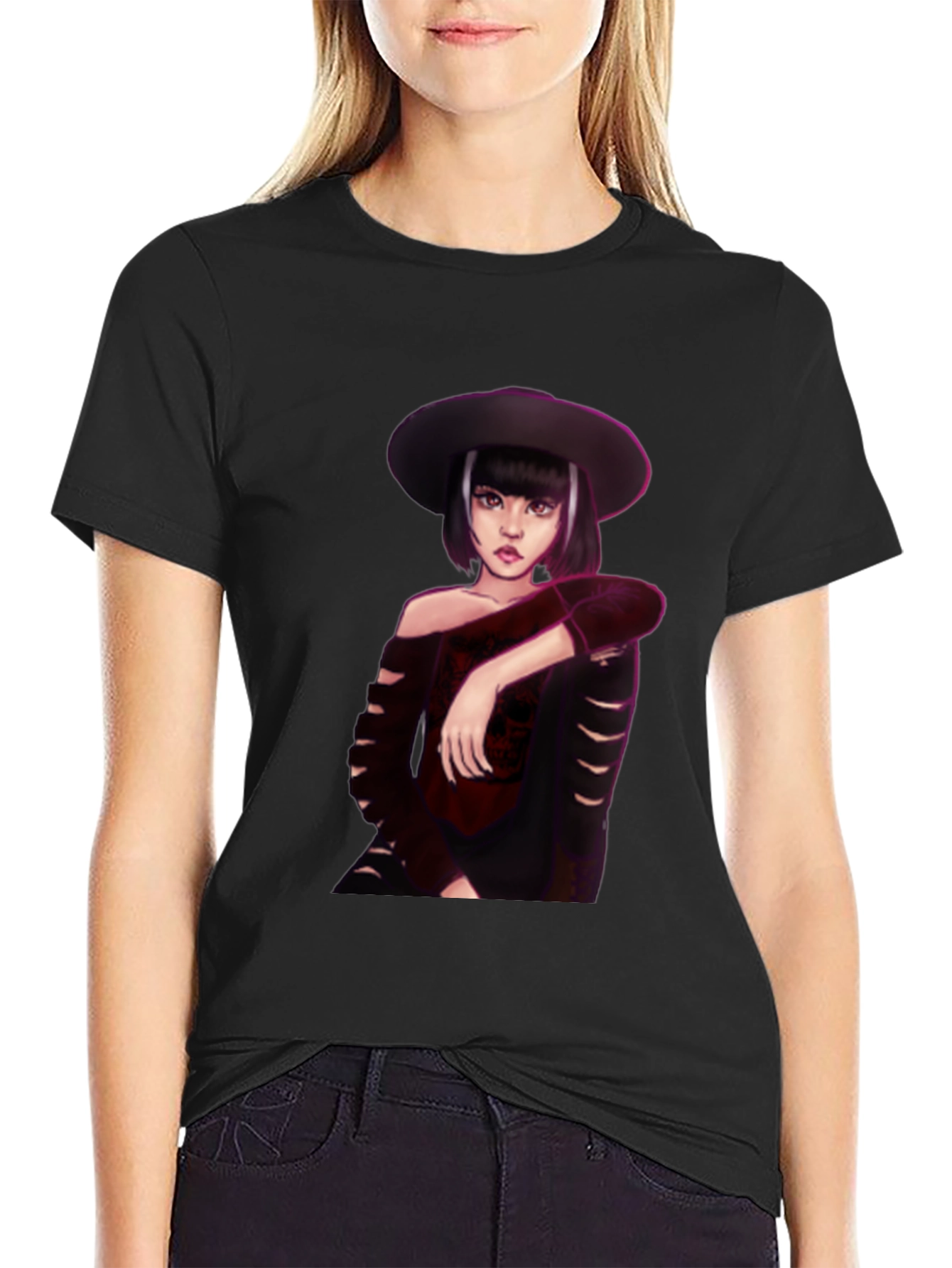 Gothic Girl Graphic Black T-Shirt