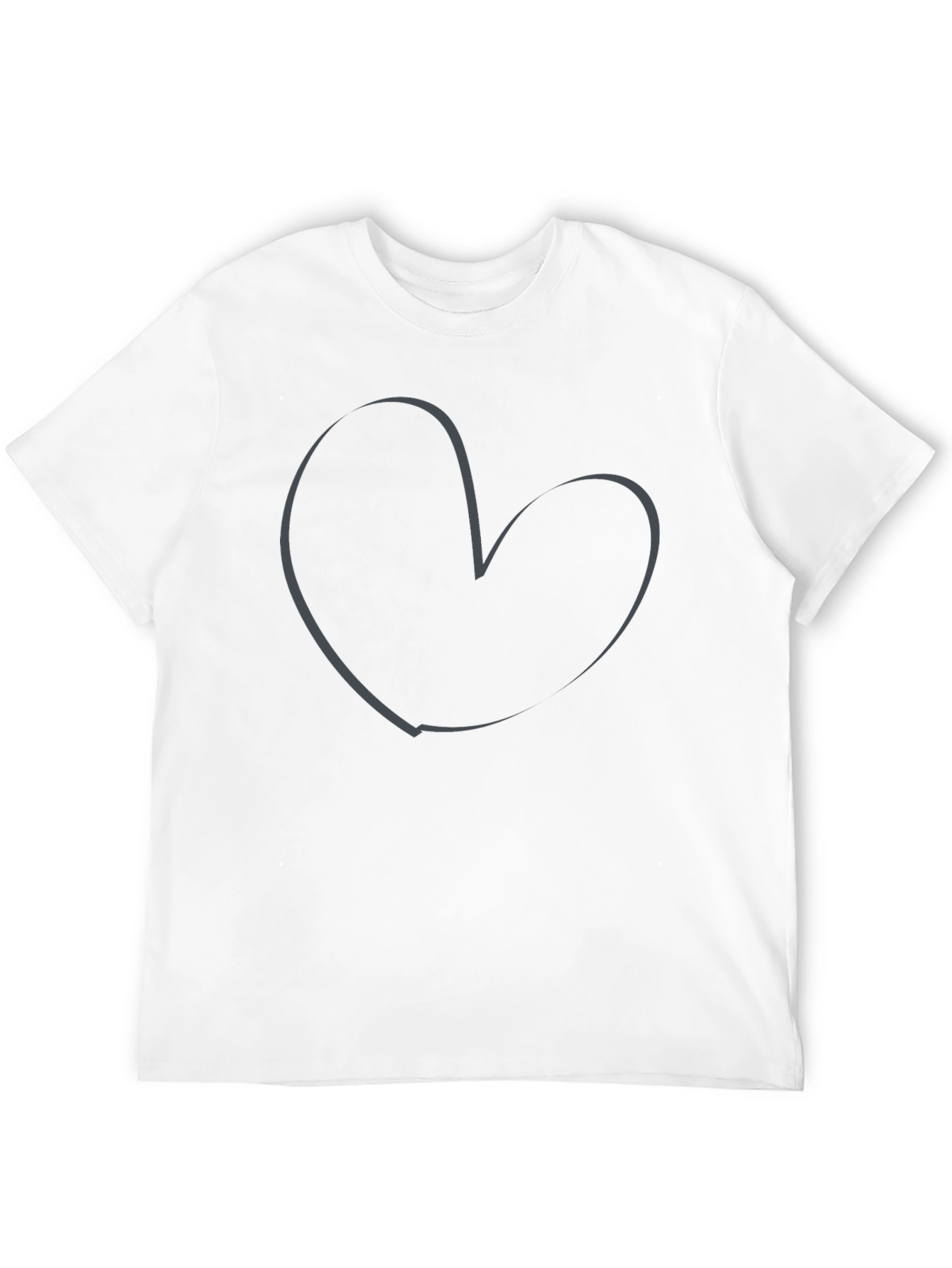 Heart Outline Graphic Tee - Soft Cotton Casual Wear