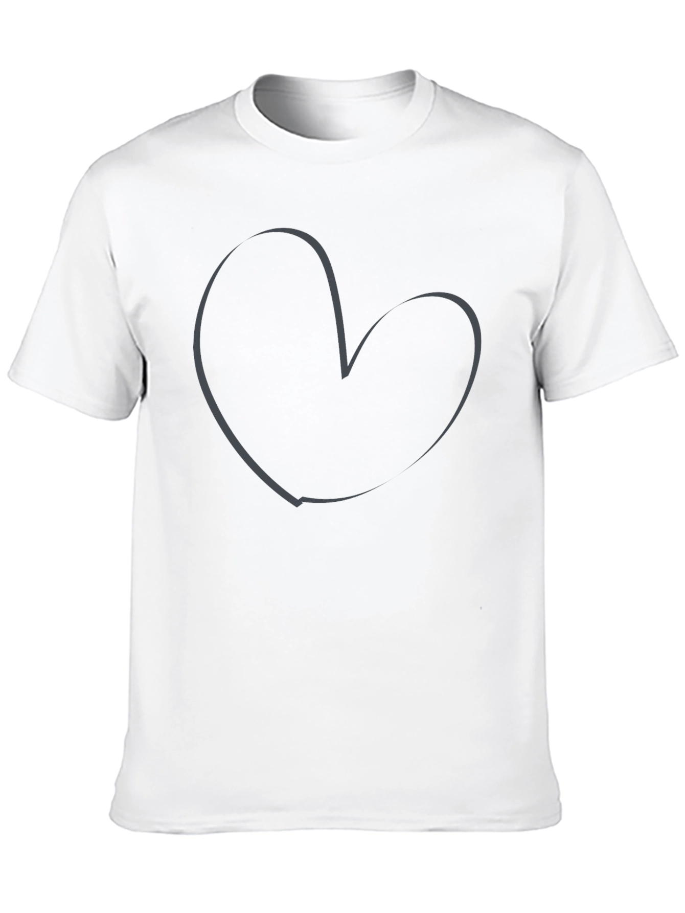 Heart Outline Graphic Tee - Soft Cotton Casual Wear