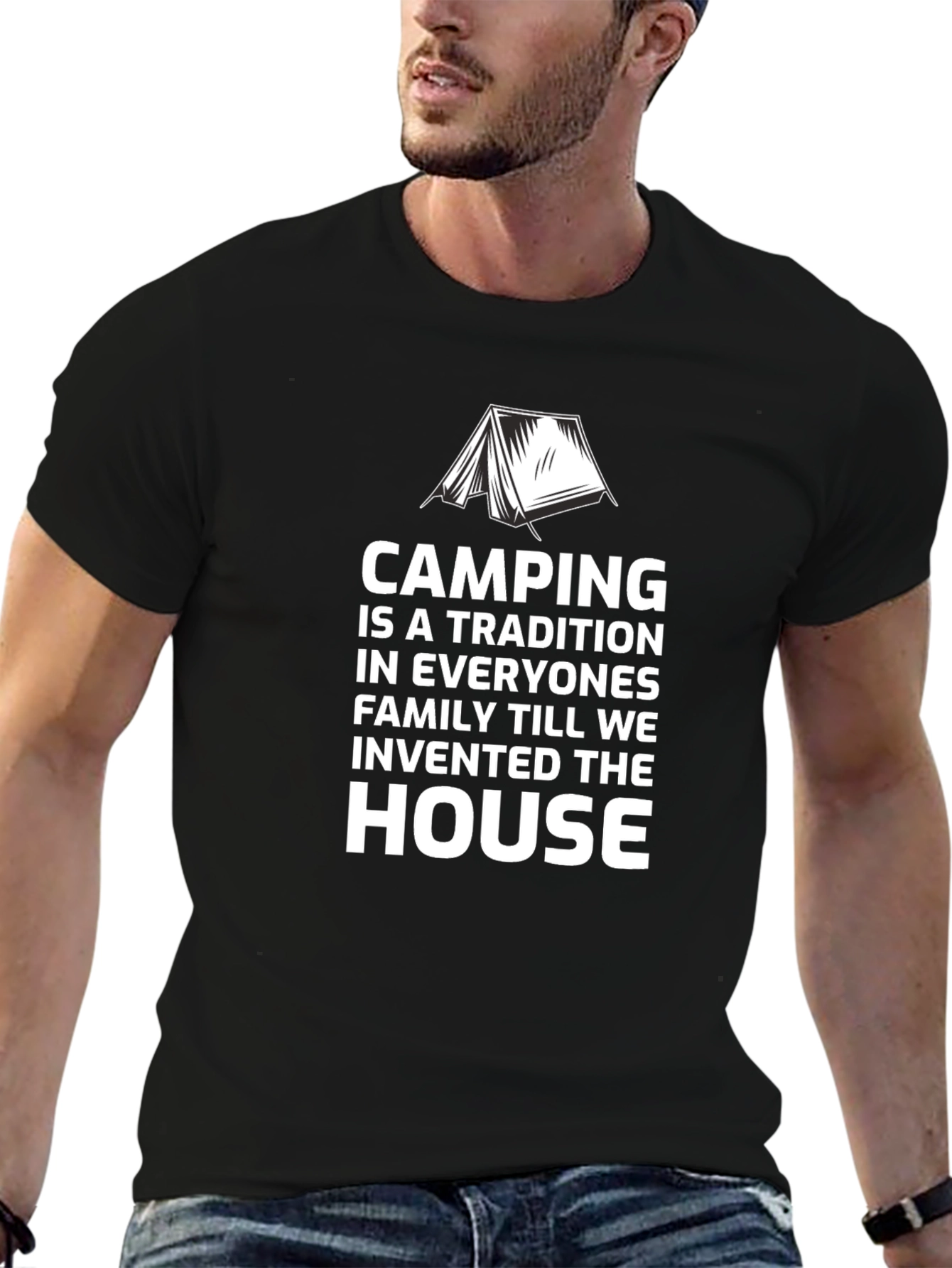 Camping Tradition Graphic Tee - Black Cotton Shirt