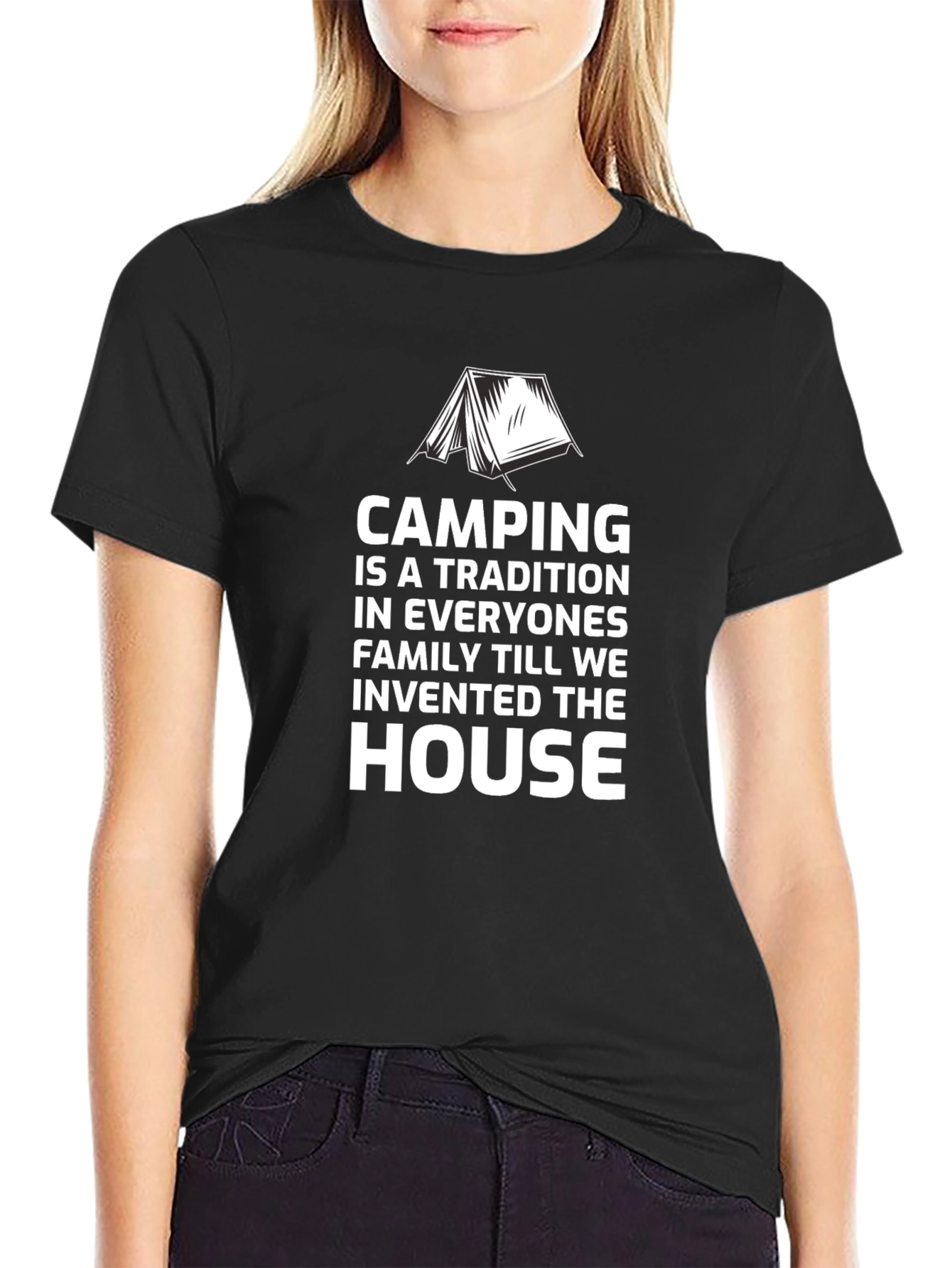 Camping Tradition Graphic Tee - Black Cotton Shirt
