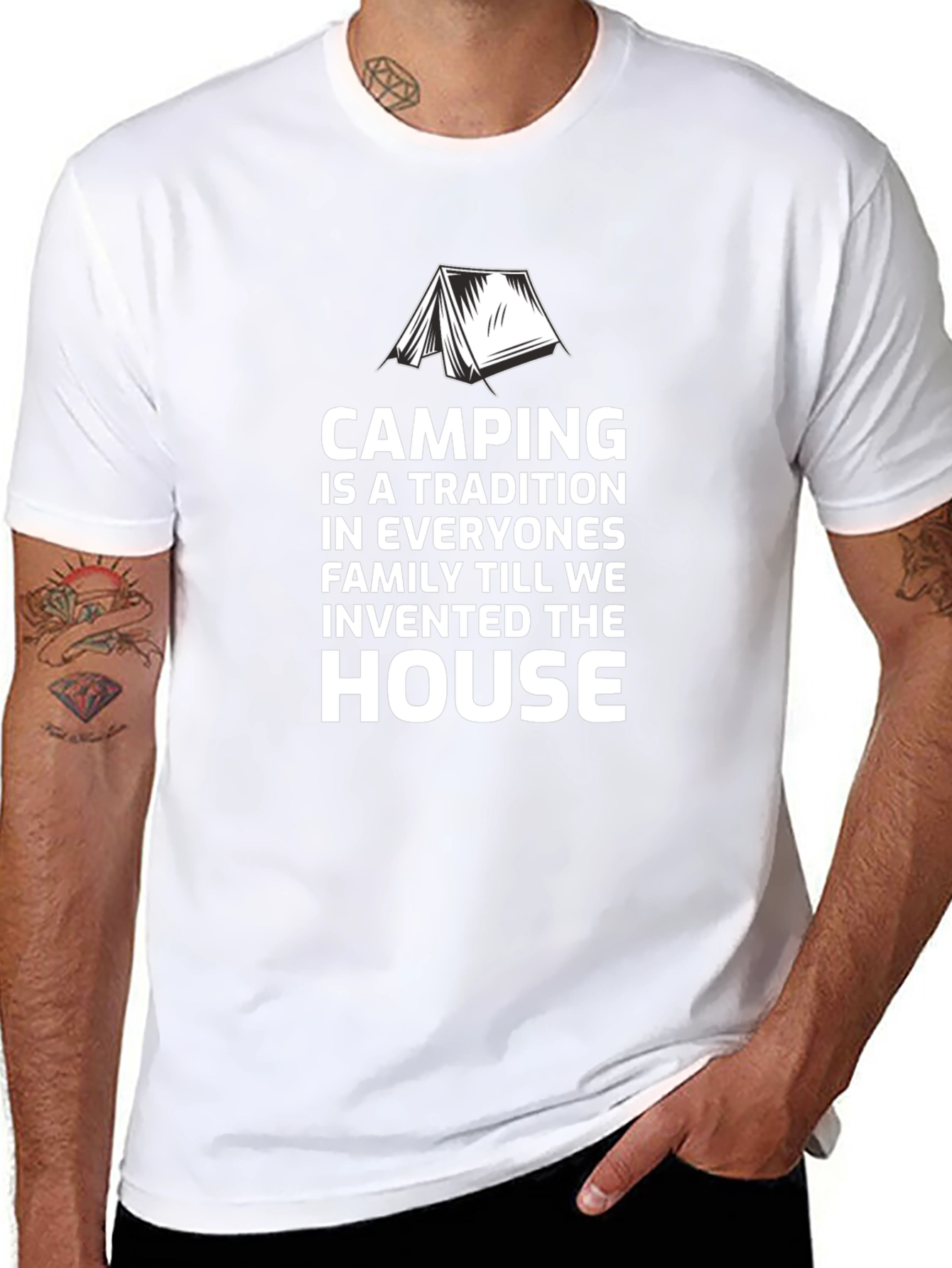 Camping Tradition Graphic Tee - Black Cotton Shirt