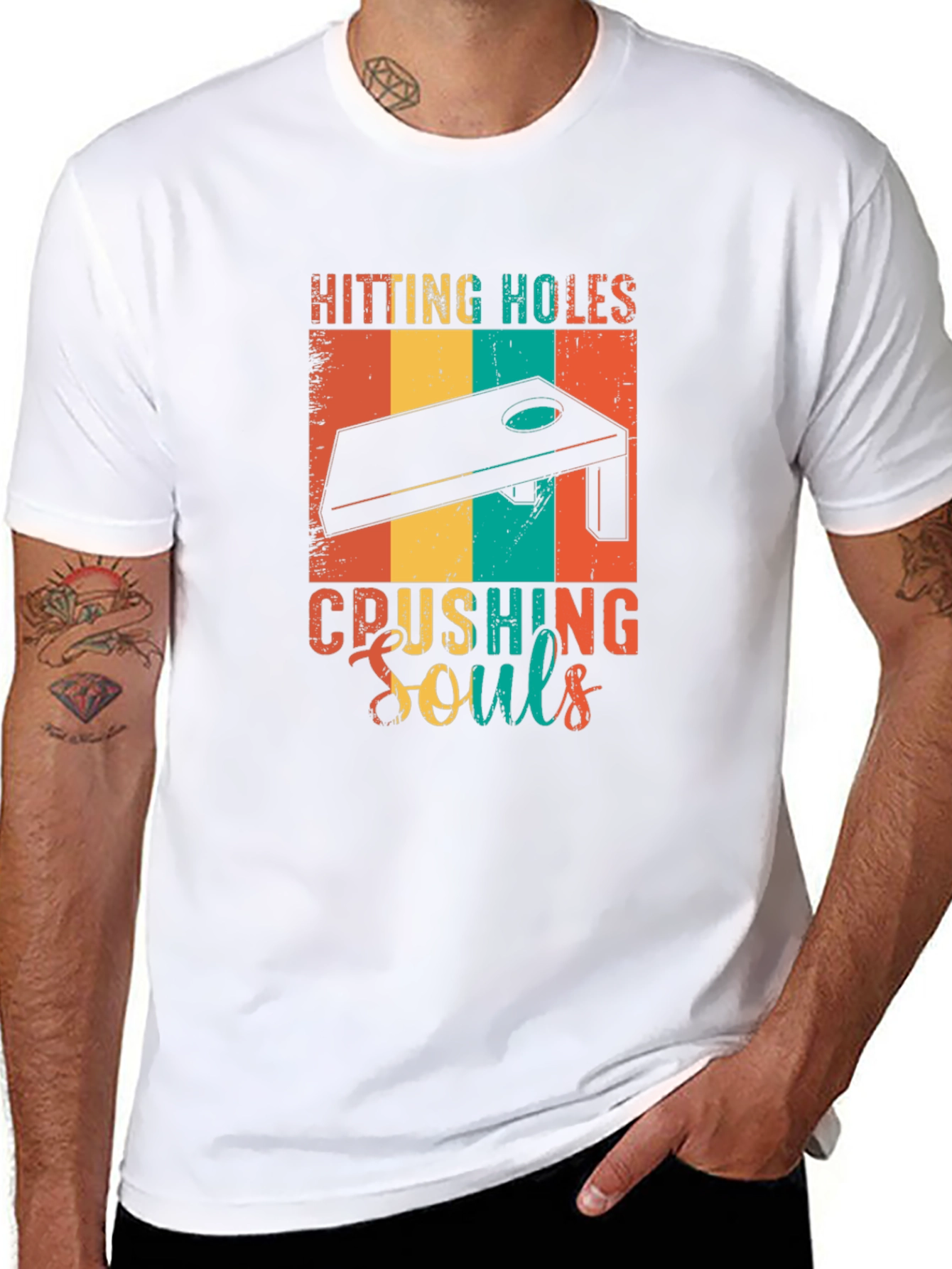 Hitting Holes Crushing Souls Cornhole T-Shirt