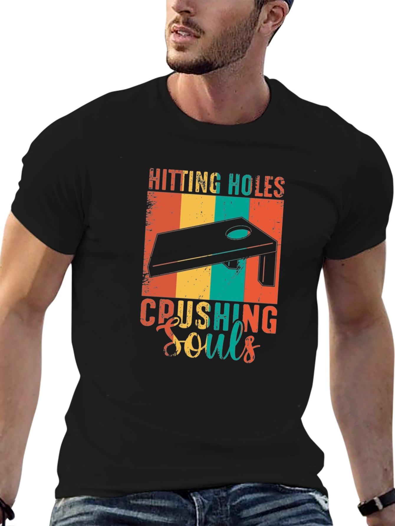 Hitting Holes Crushing Souls Cornhole T-Shirt