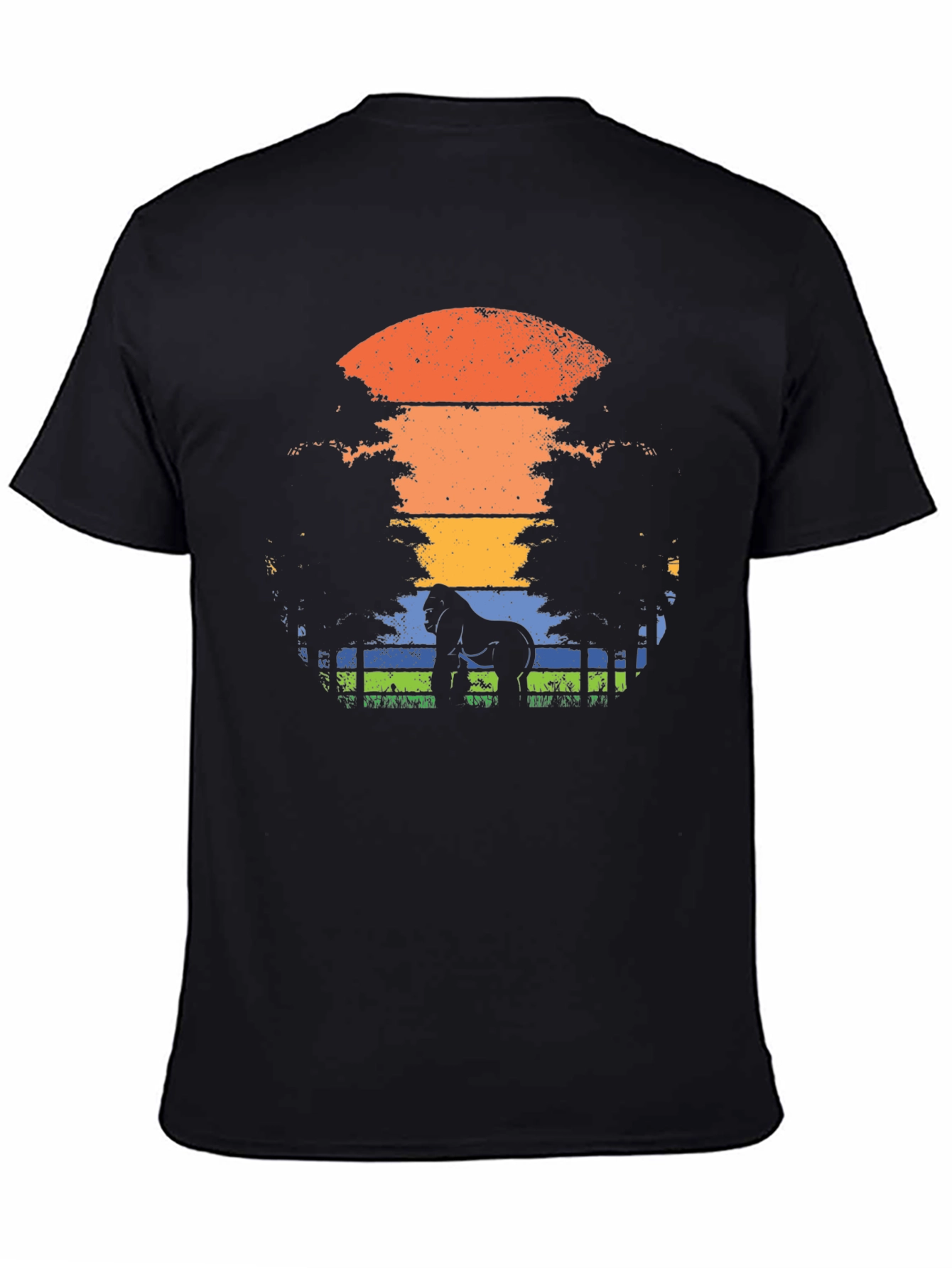 Gorilla Sunset Graphic Tee - Black Casual T-Shirt