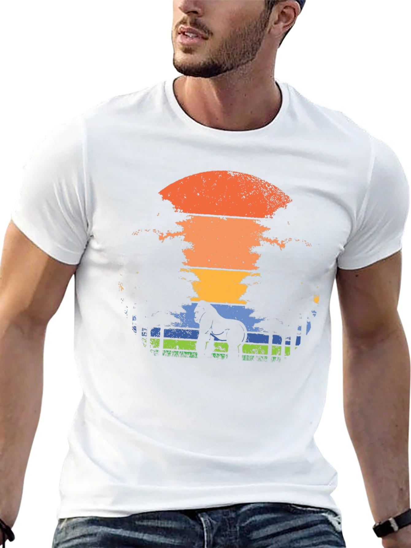 Gorilla Sunset Graphic Tee - Black Casual T-Shirt