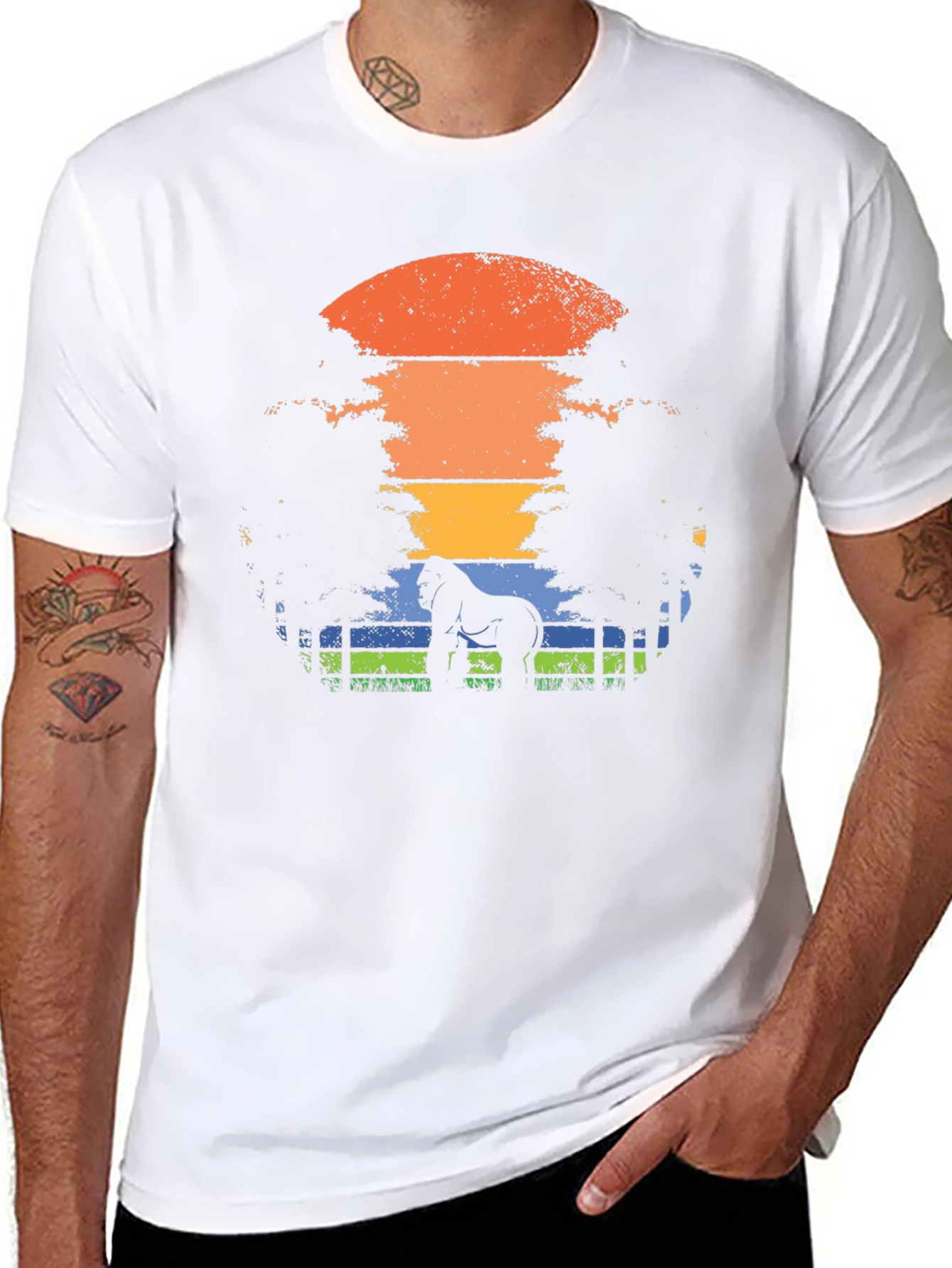 Gorilla Sunset Graphic Tee - Black Casual T-Shirt