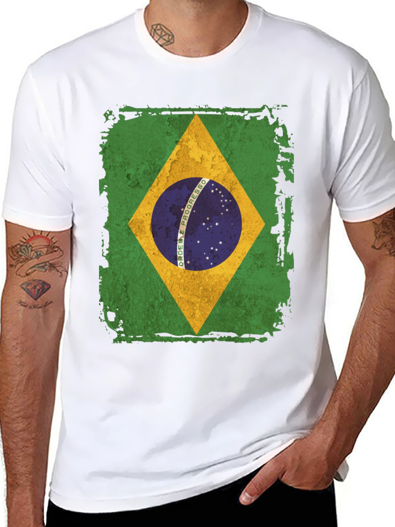 Brazil Flag Graphic T-Shirt - Mens Black Tee
