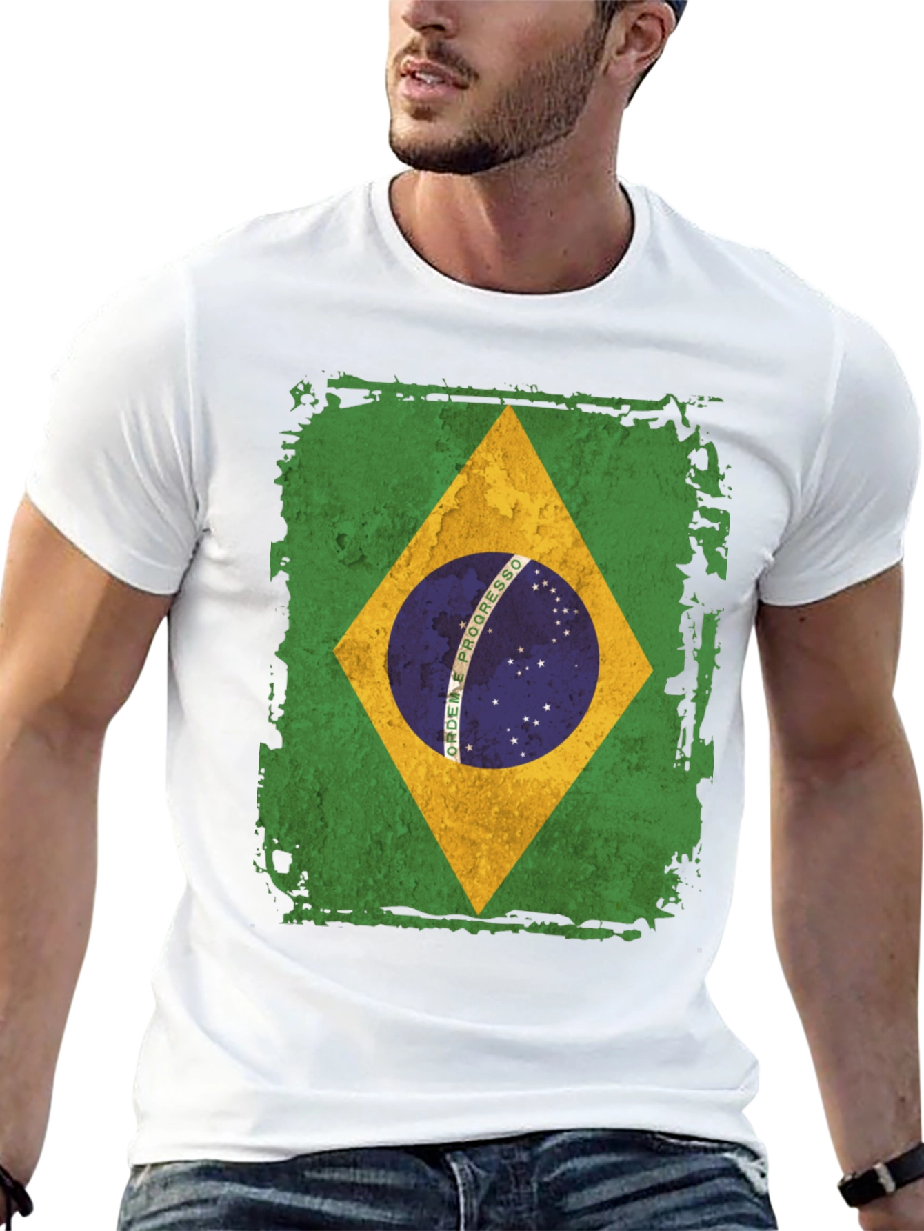 Brazil Flag Graphic T-Shirt - Mens Black Tee
