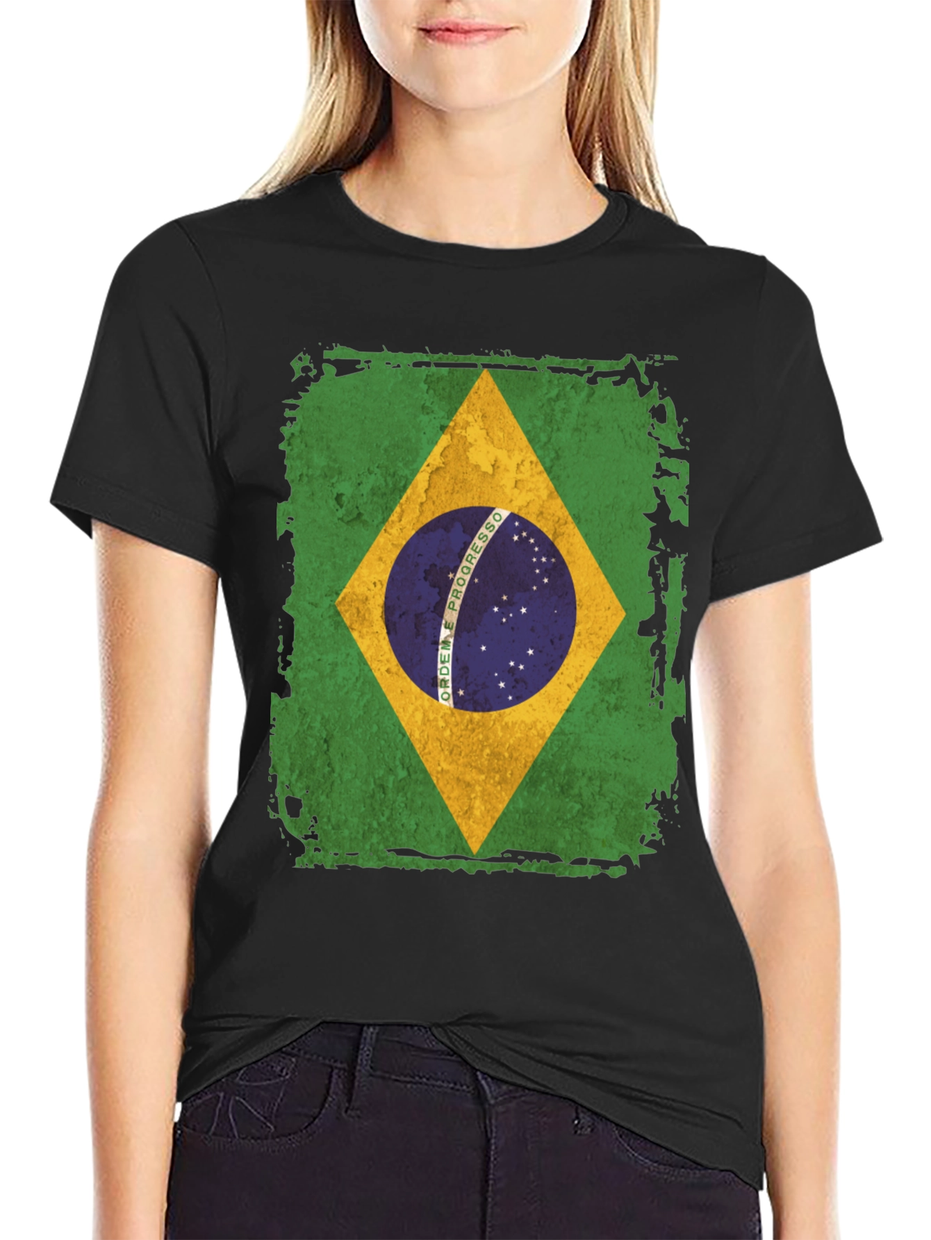 Brazil Flag Graphic T-Shirt - Mens Black Tee