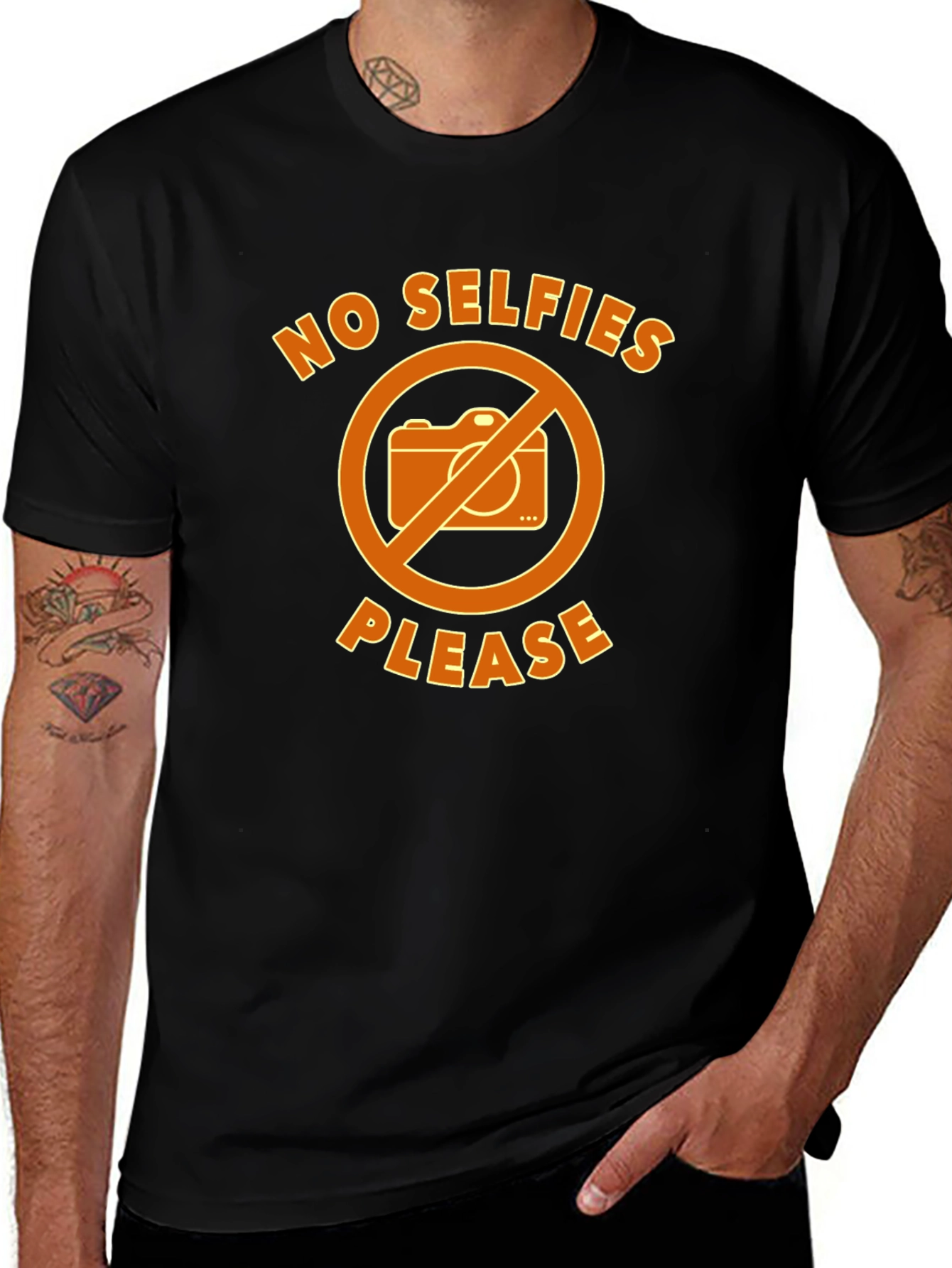 No Selfies Please Funny Graphic T-Shirt