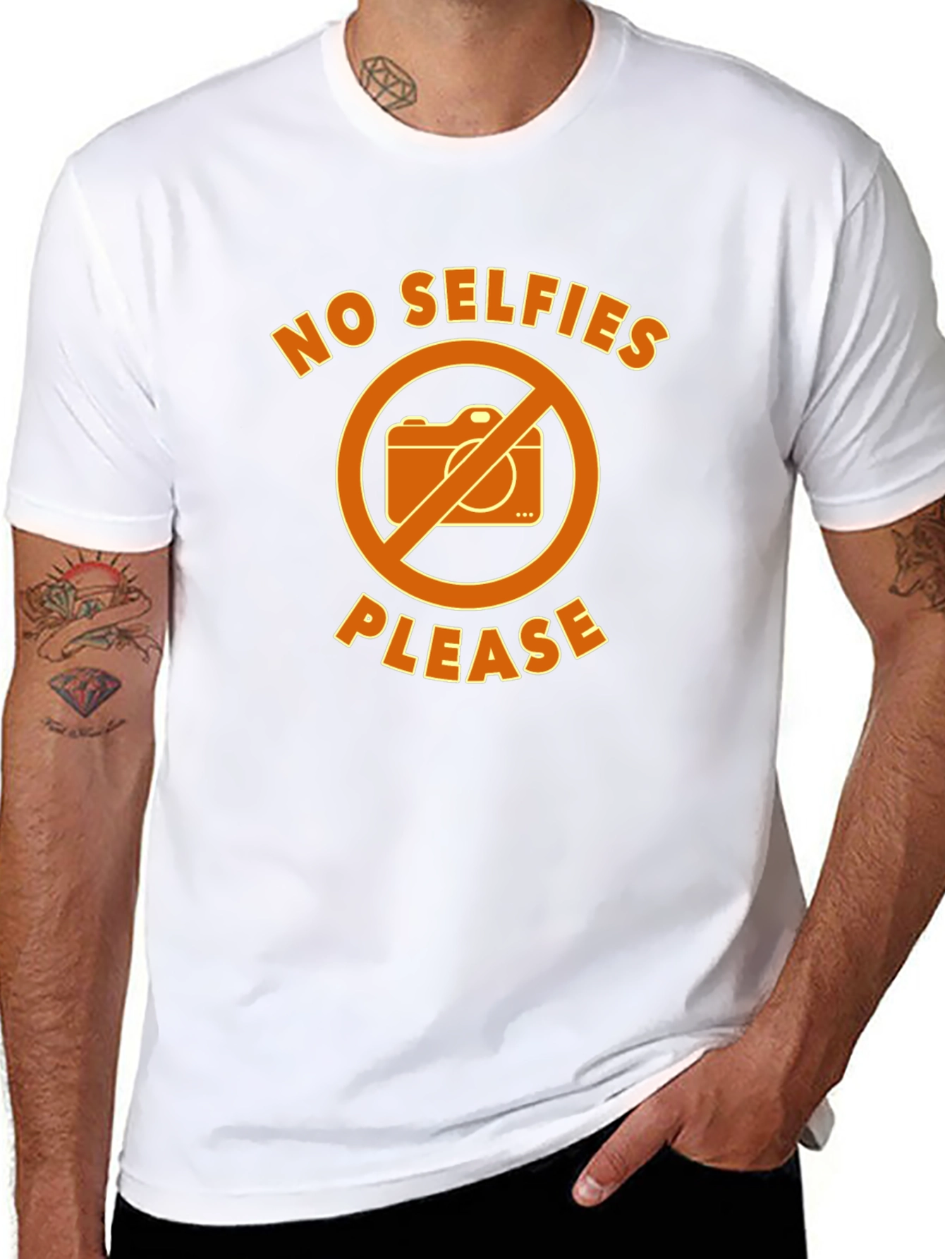 No Selfies Please Funny Graphic T-Shirt