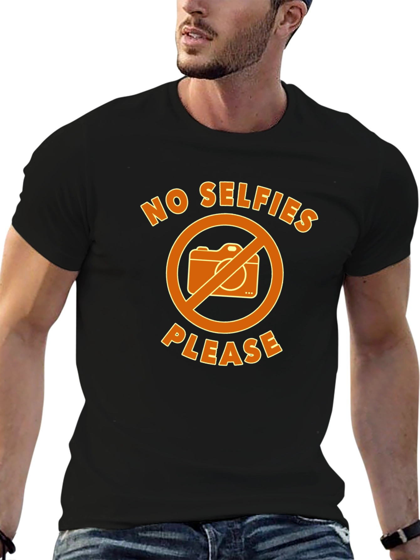 No Selfies Please Funny Graphic T-Shirt