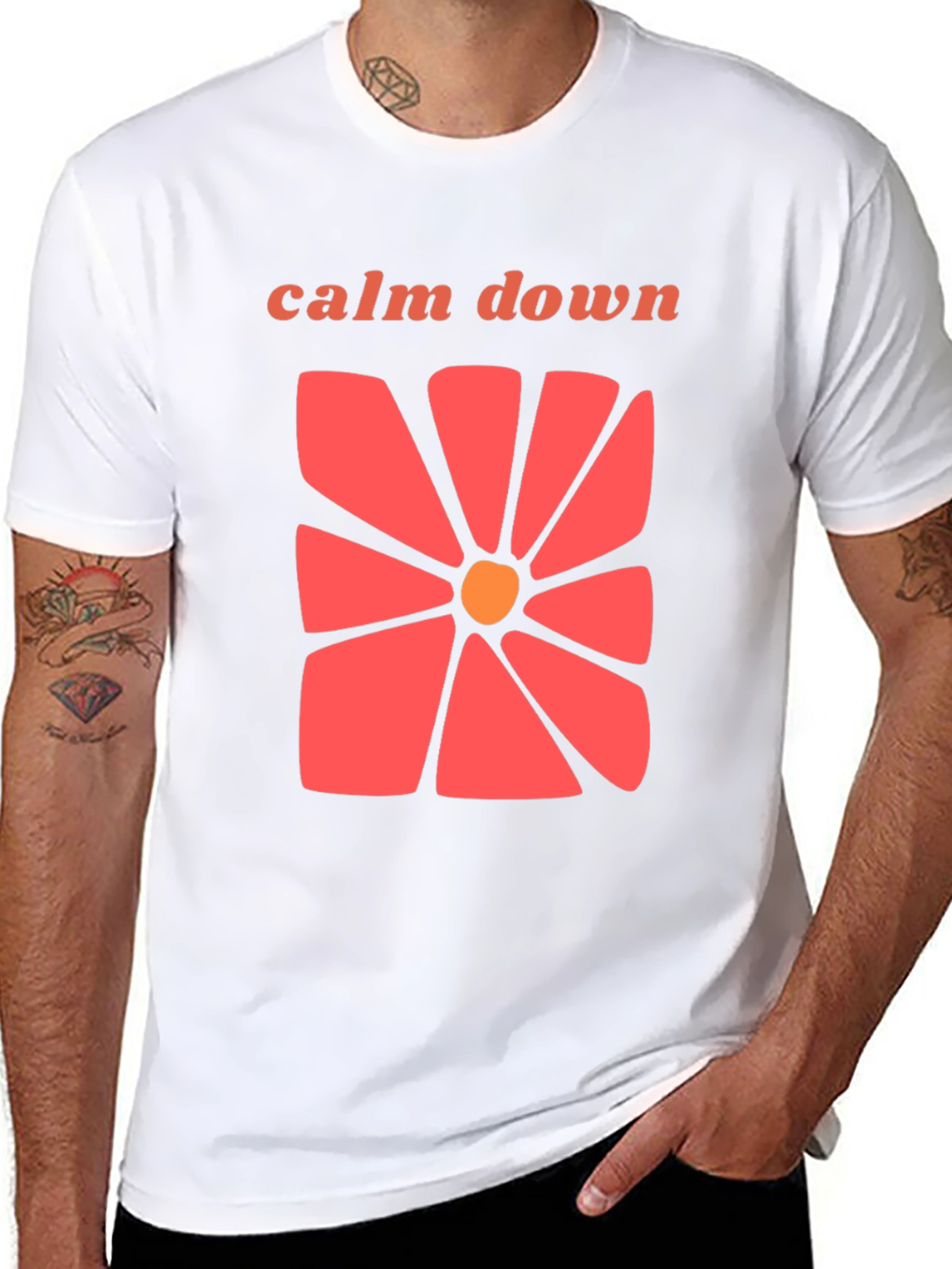 Calm Down Floral Graphic T-Shirt - Retro Style