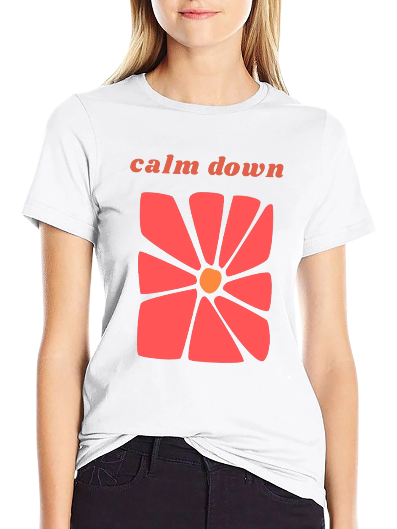 Calm Down Floral Graphic T-Shirt - Retro Style