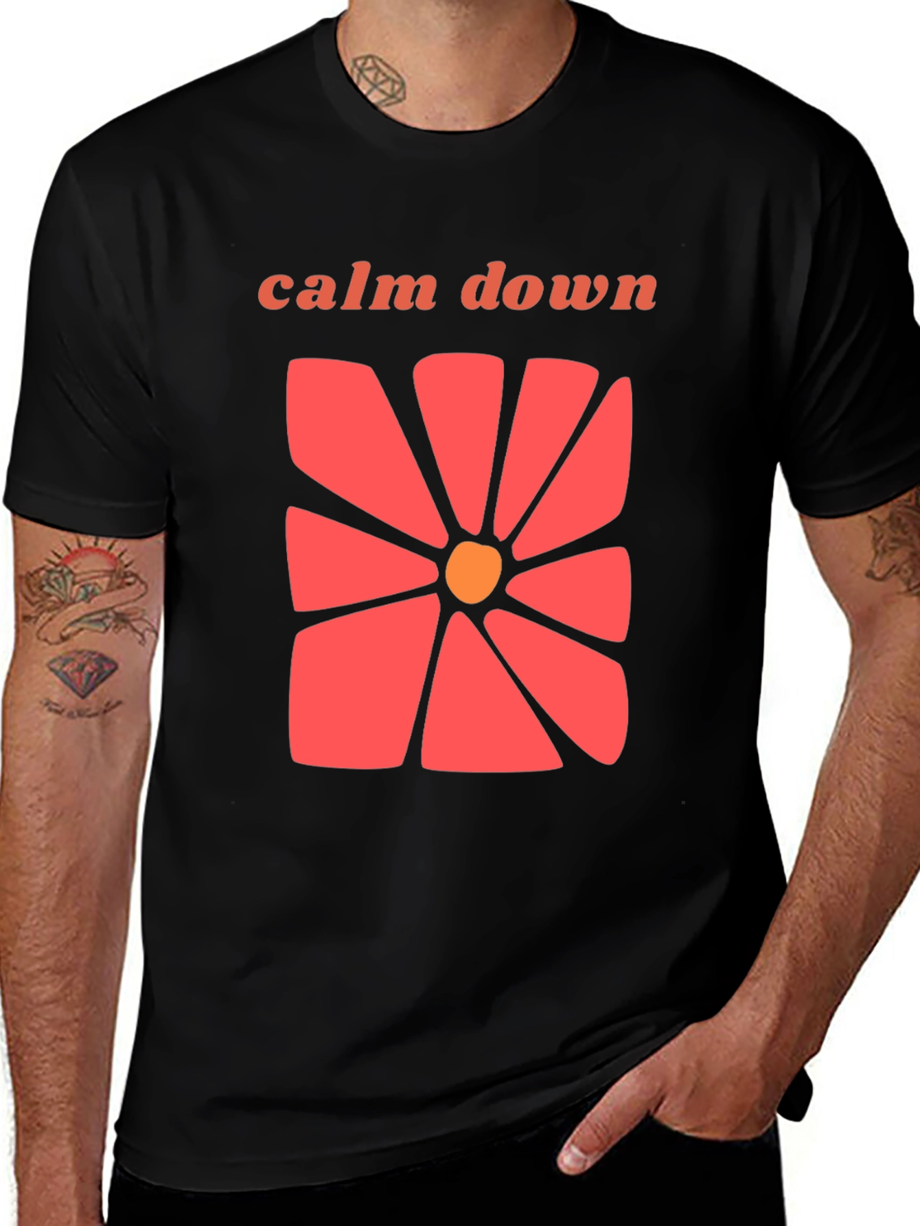 Calm Down Floral Graphic T-Shirt - Retro Style