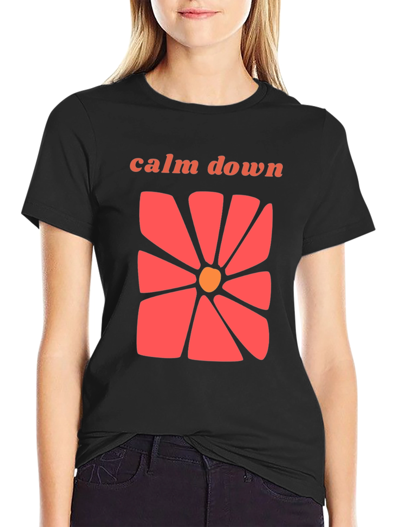 Calm Down Floral Graphic T-Shirt - Retro Style