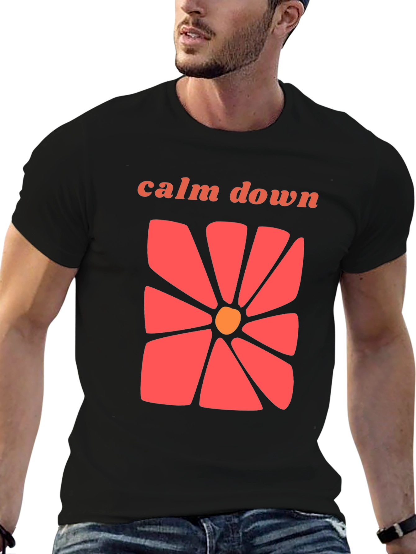 Calm Down Floral Graphic T-Shirt - Retro Style
