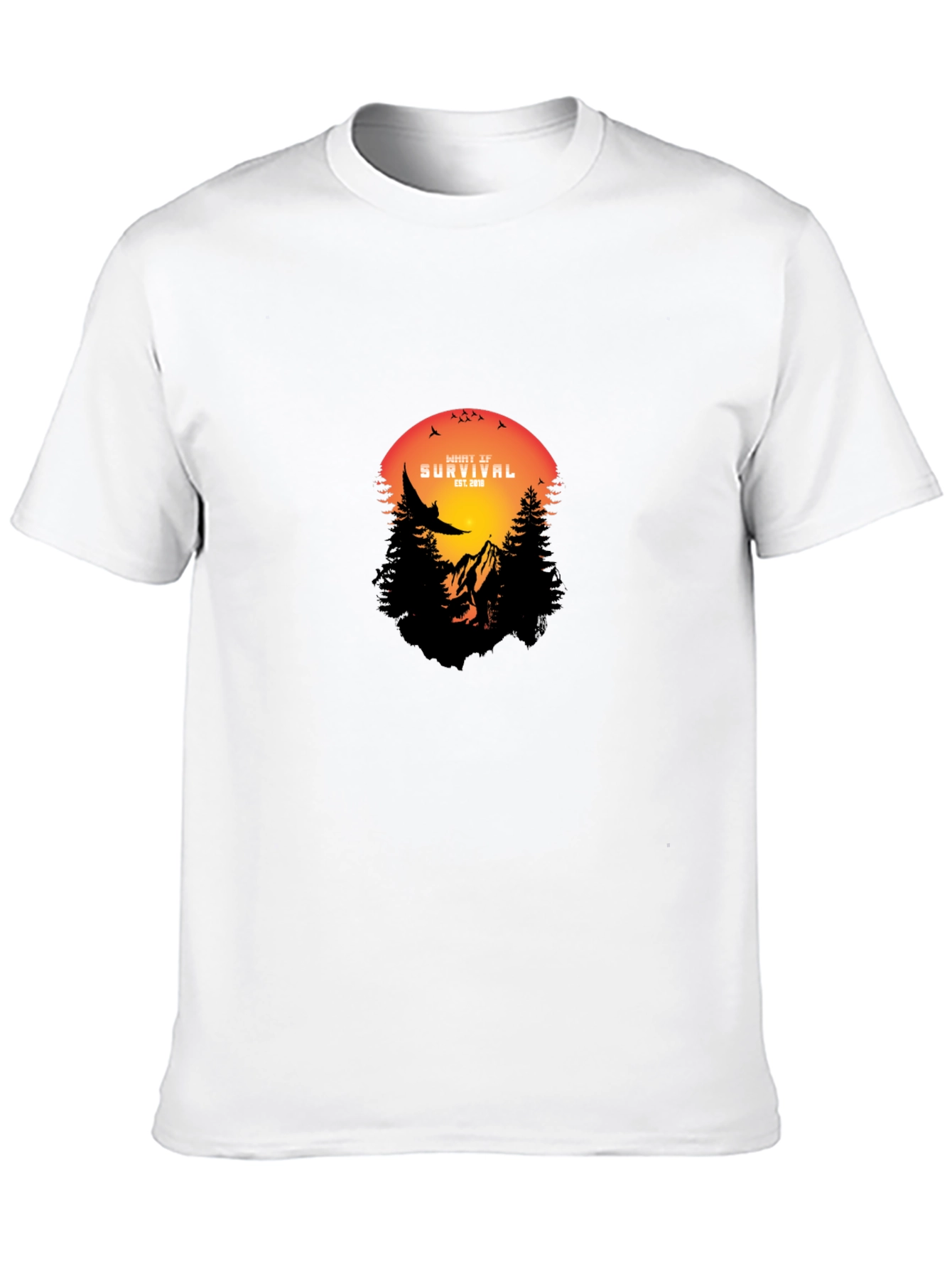 Nature Survival T-Shirt - Mountain & Sunset Design