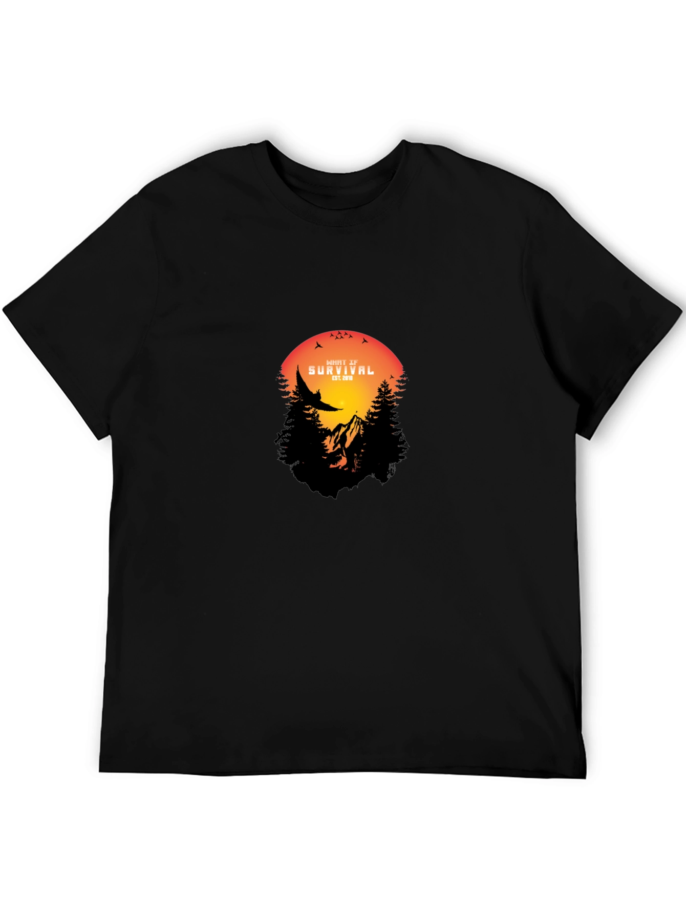 Nature Survival T-Shirt - Mountain & Sunset Design