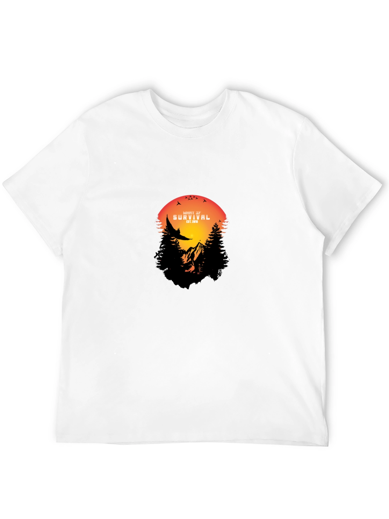 Nature Survival T-Shirt - Mountain & Sunset Design