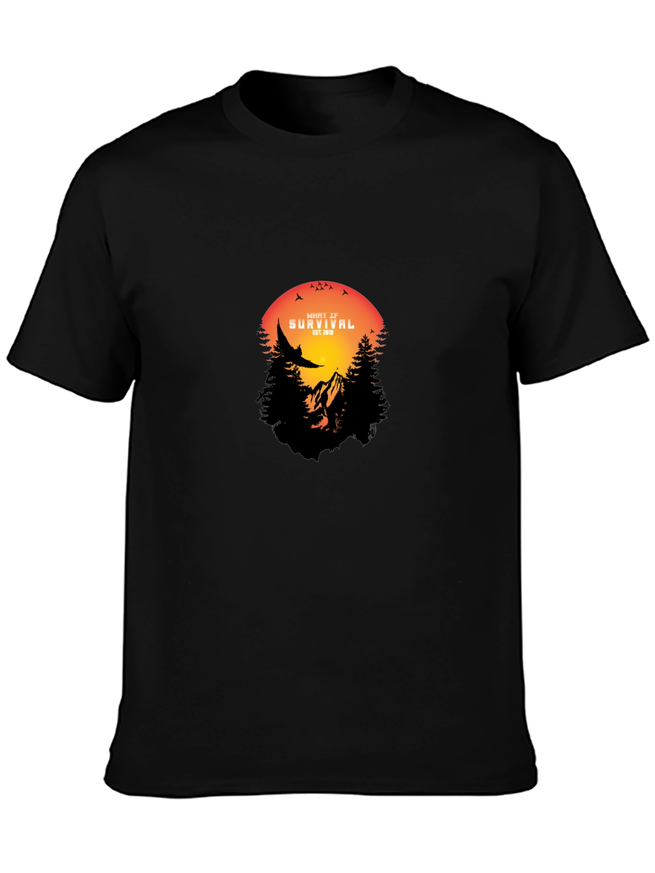 Nature Survival T-Shirt - Mountain & Sunset Design