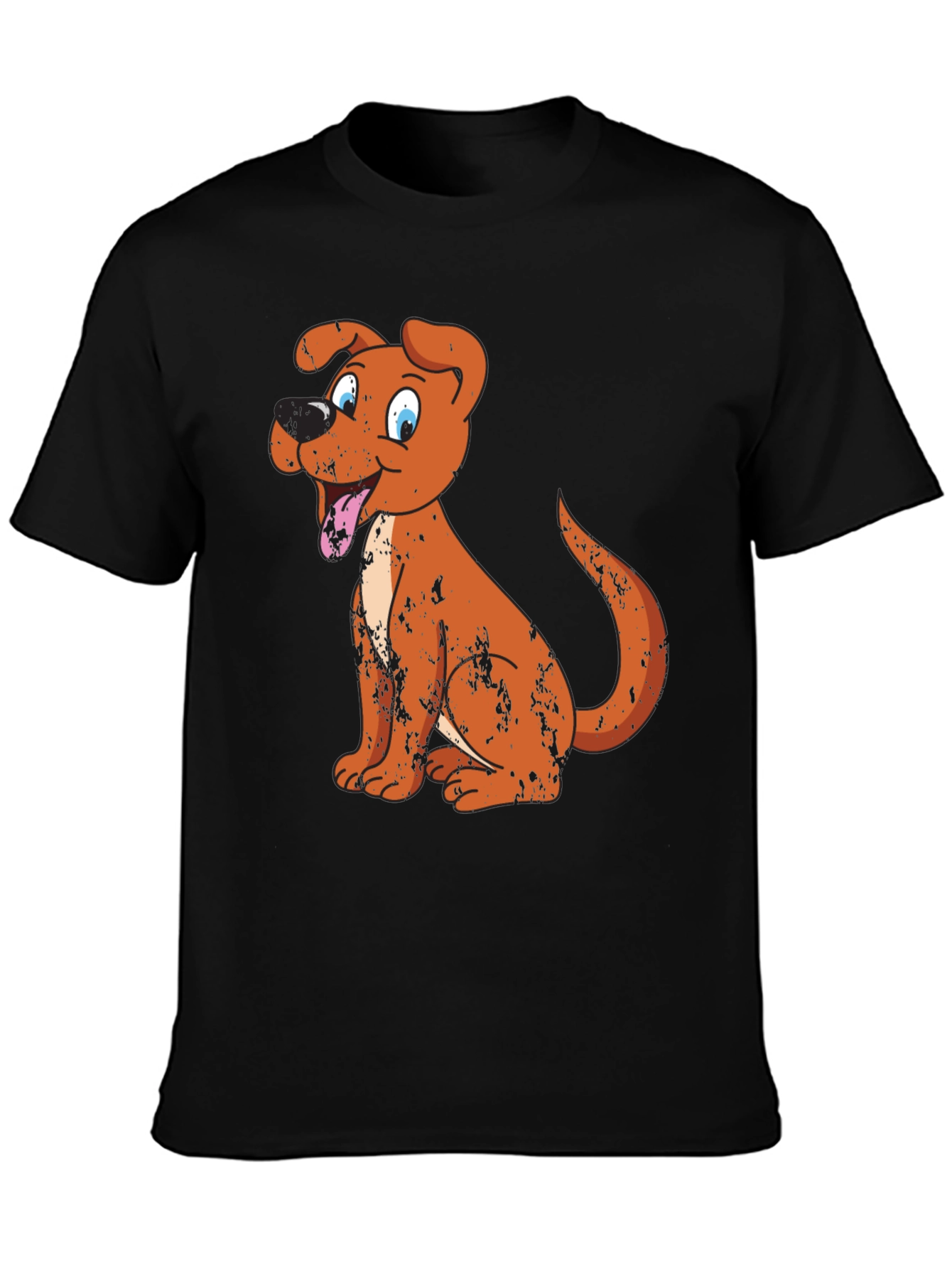 Cartoon Dog Graphic Tee - Black