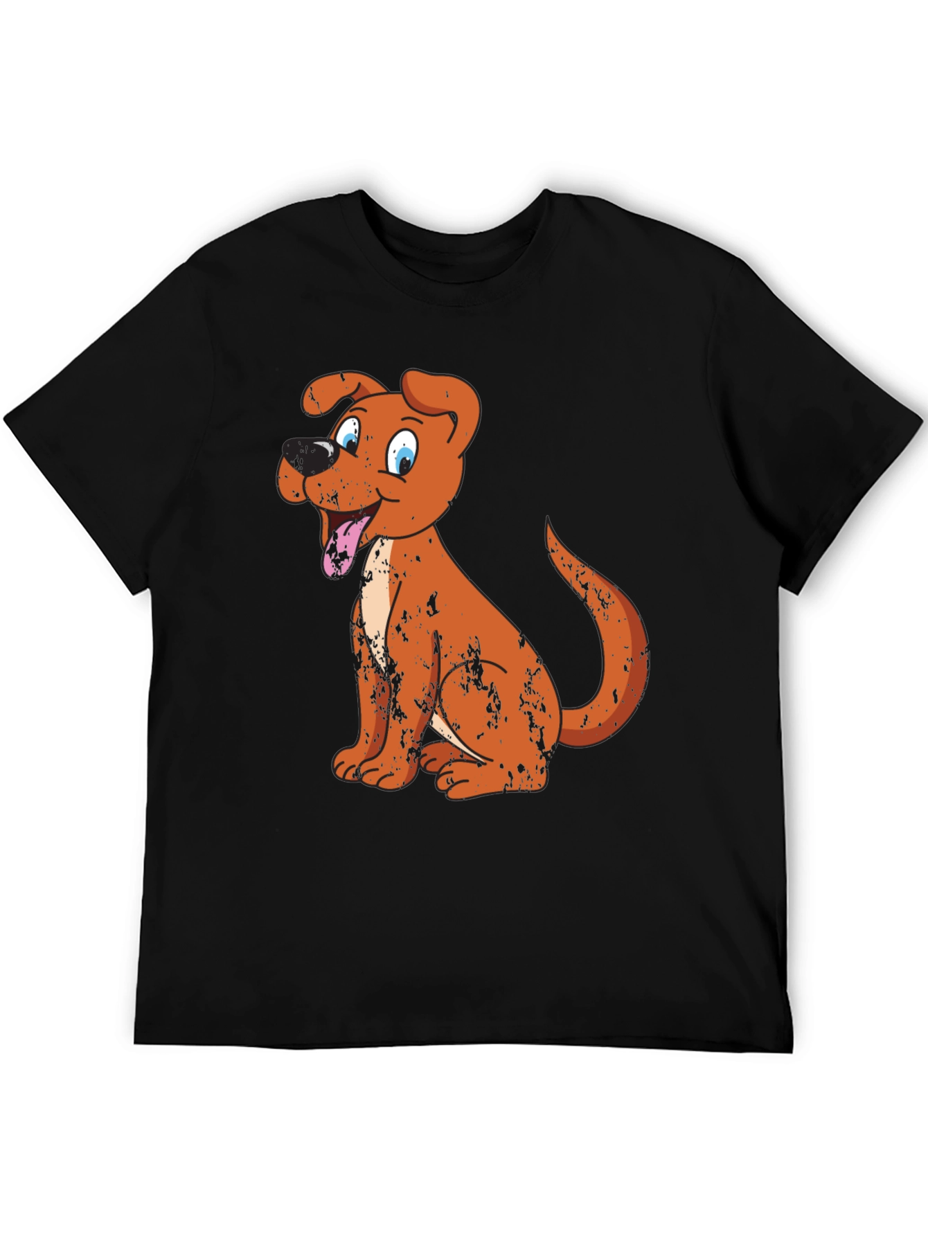 Cartoon Dog Graphic Tee - Black