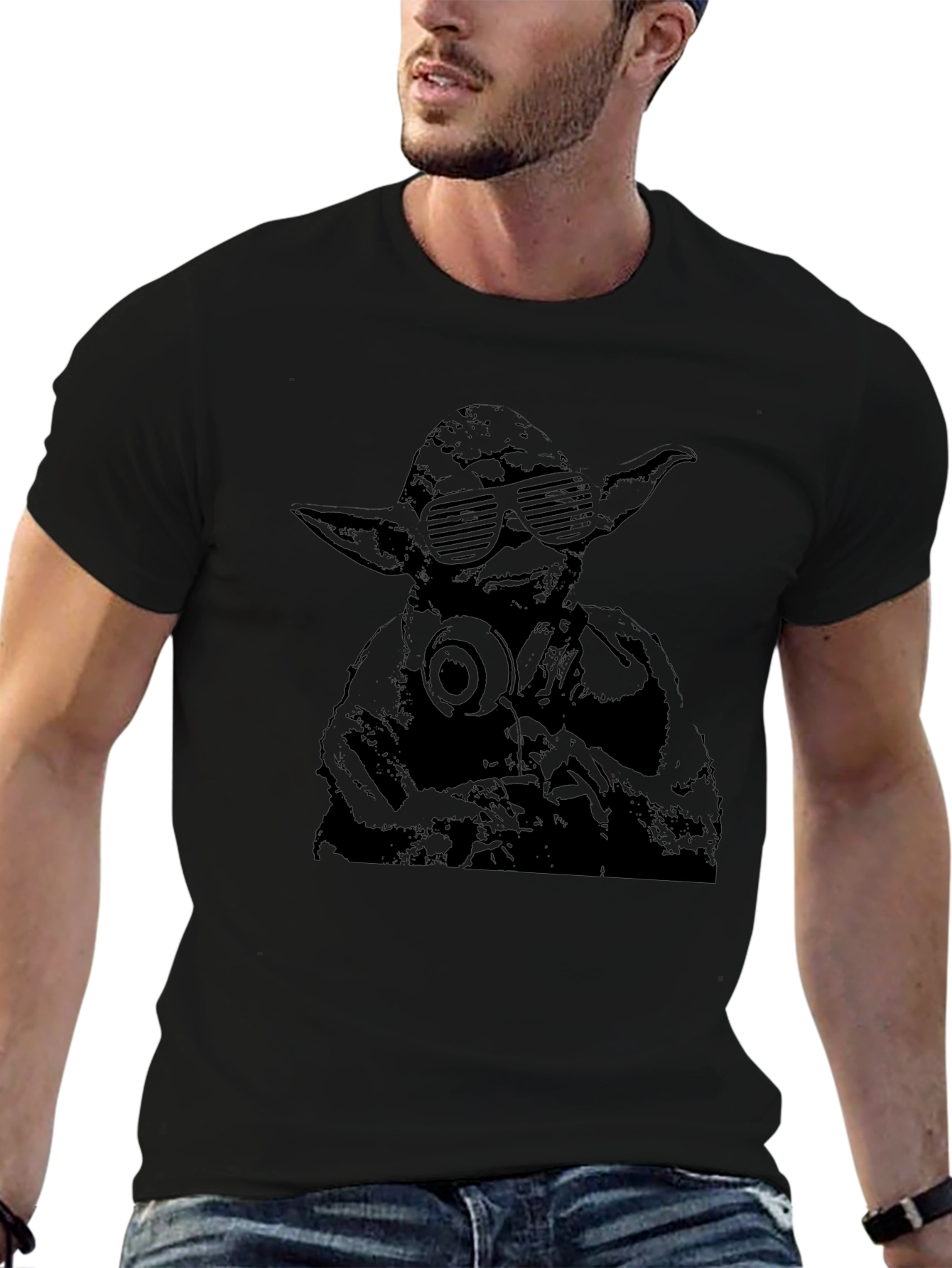 Yoda DJ Graphic T-Shirt - Black