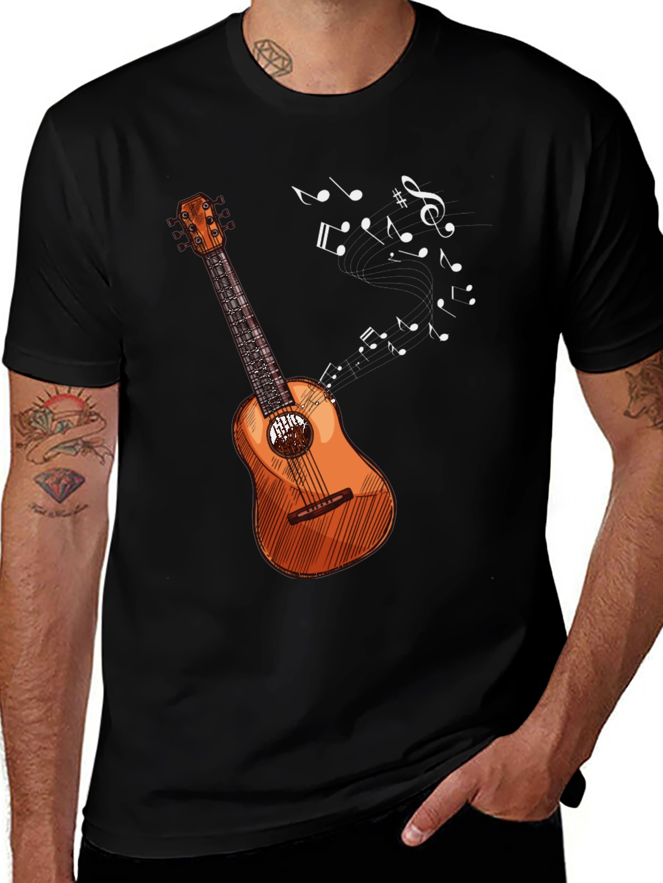Musical Guitar T-Shirt - Black
