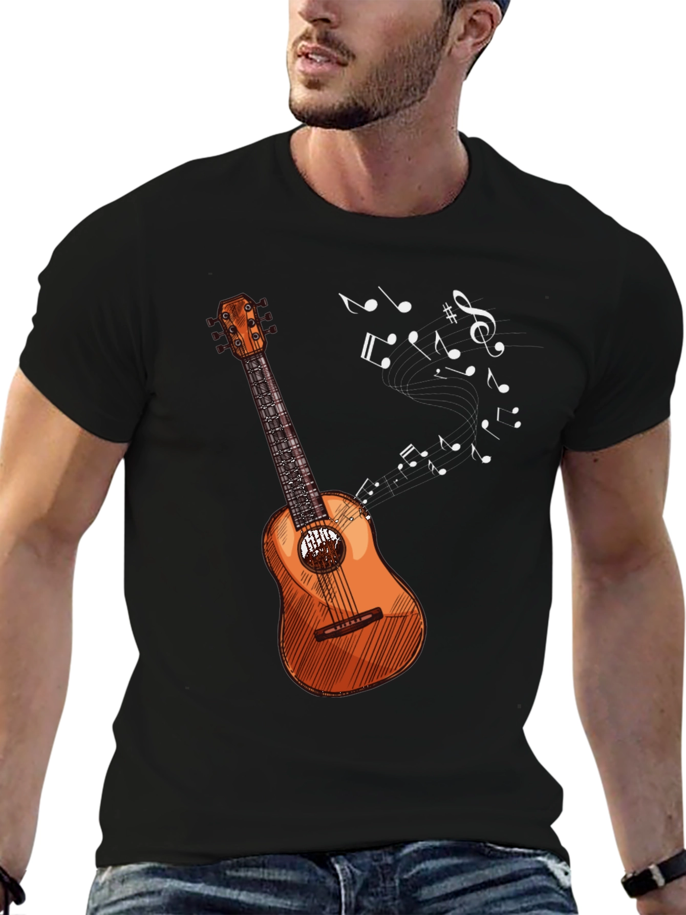 Musical Guitar T-Shirt - Black
