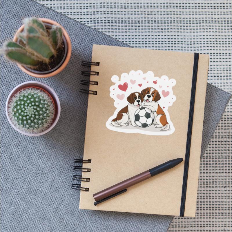 San Bernardo with soccer ball for Valentine's Day