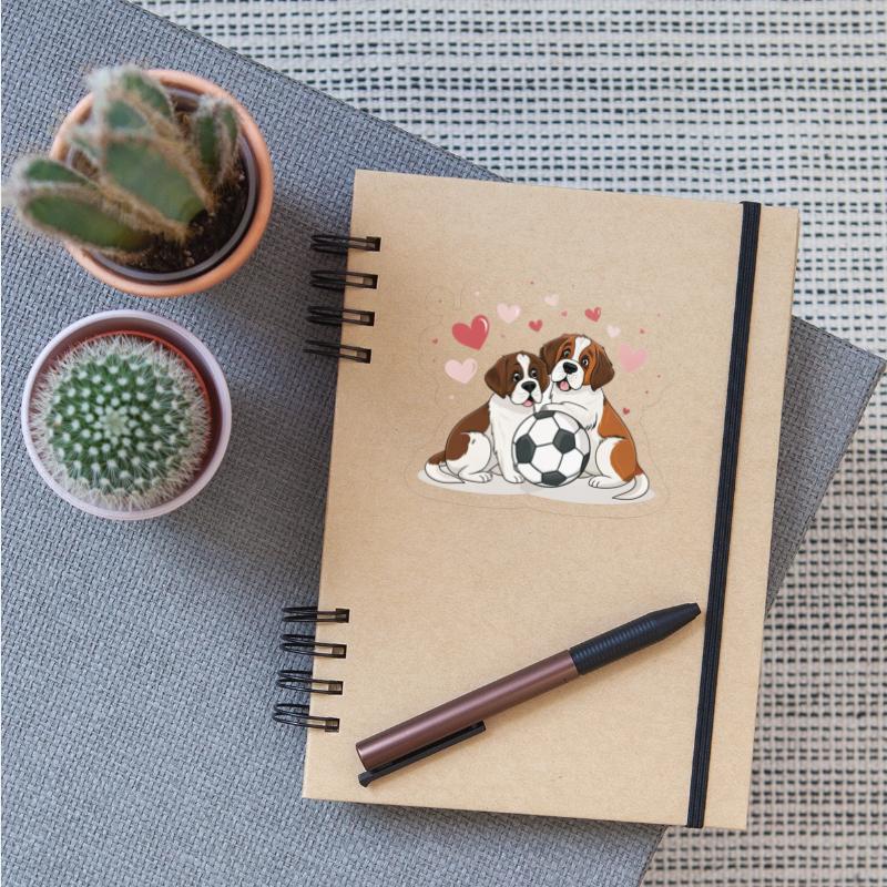 San Bernardo with soccer ball for Valentine's Day