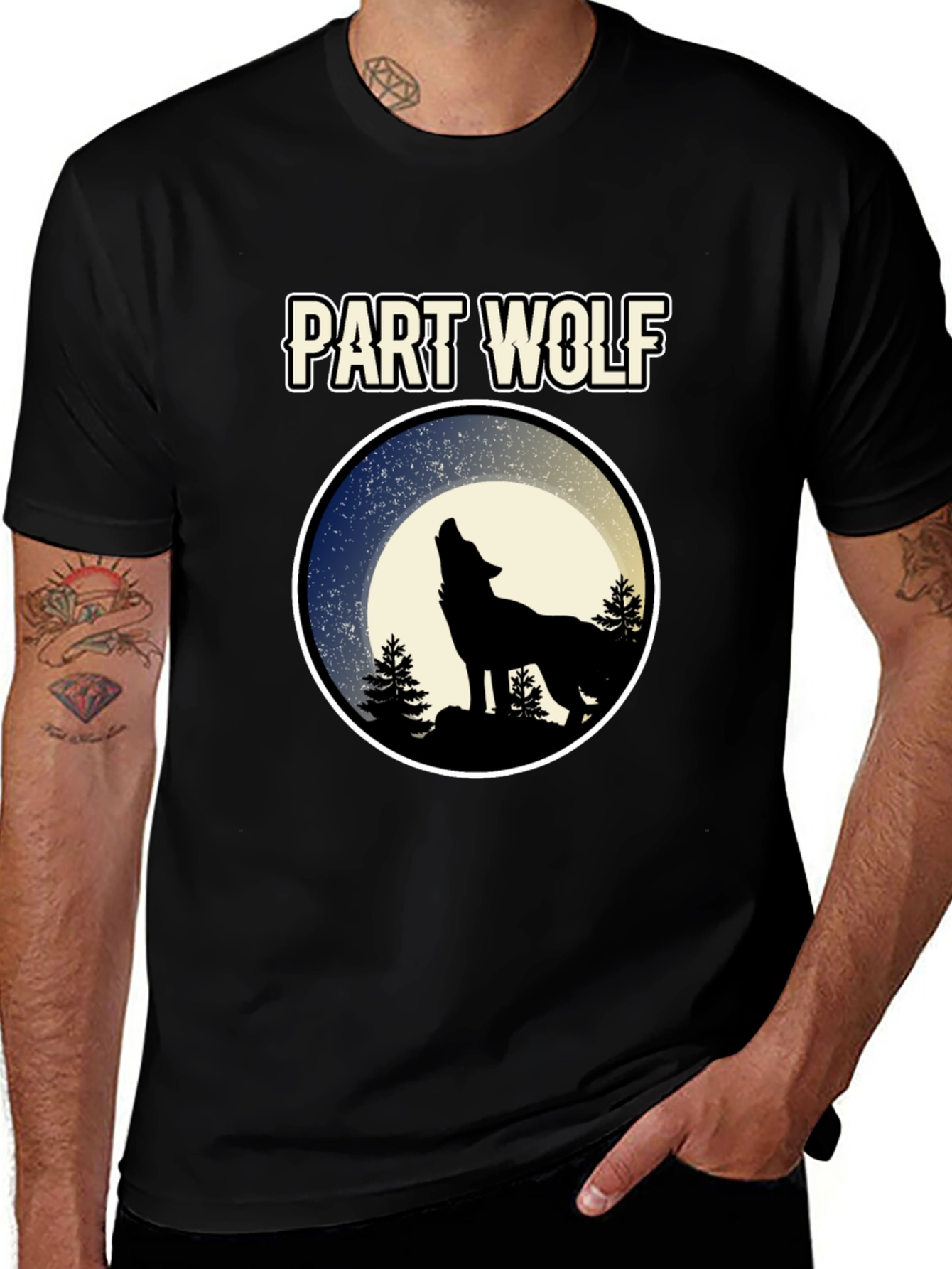 Part Wolf T-Shirt - Howling Wolf Design