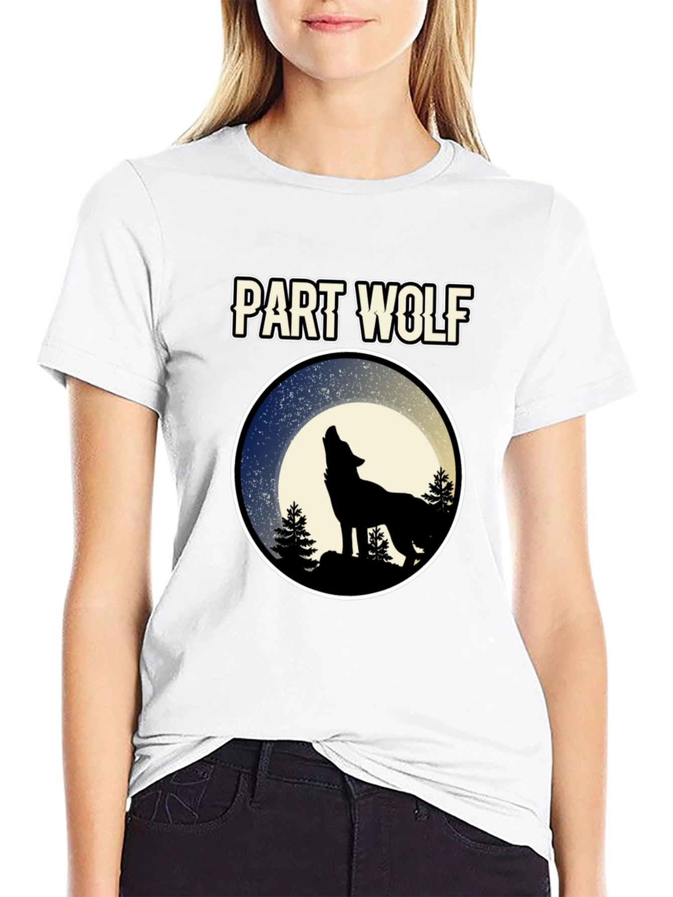 Part Wolf T-Shirt - Howling Wolf Design
