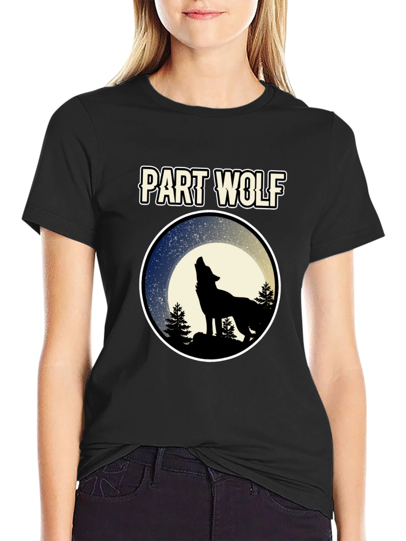 Part Wolf T-Shirt - Howling Wolf Design