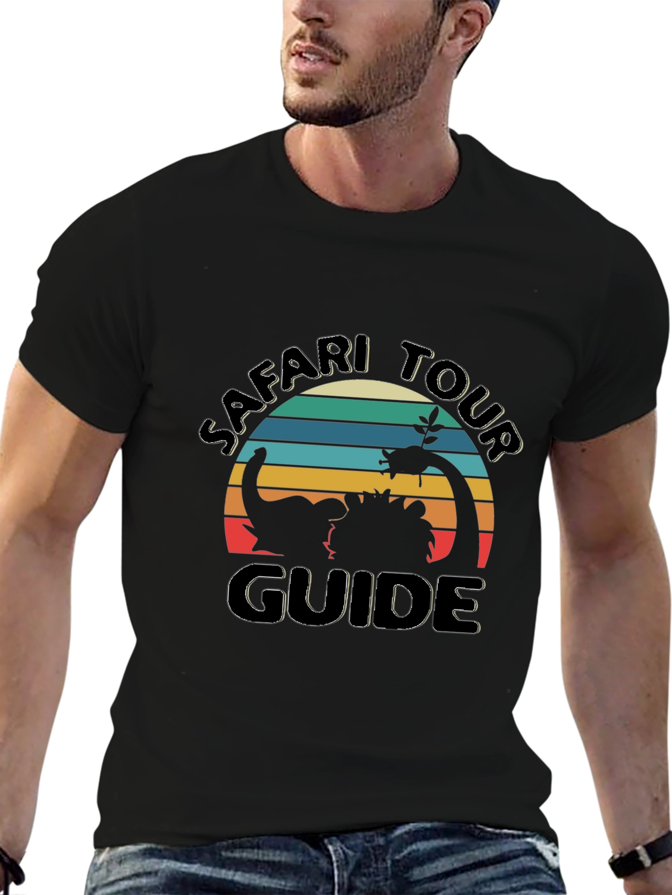 Safari Tour Guide Graphic Tee - Black Cotton