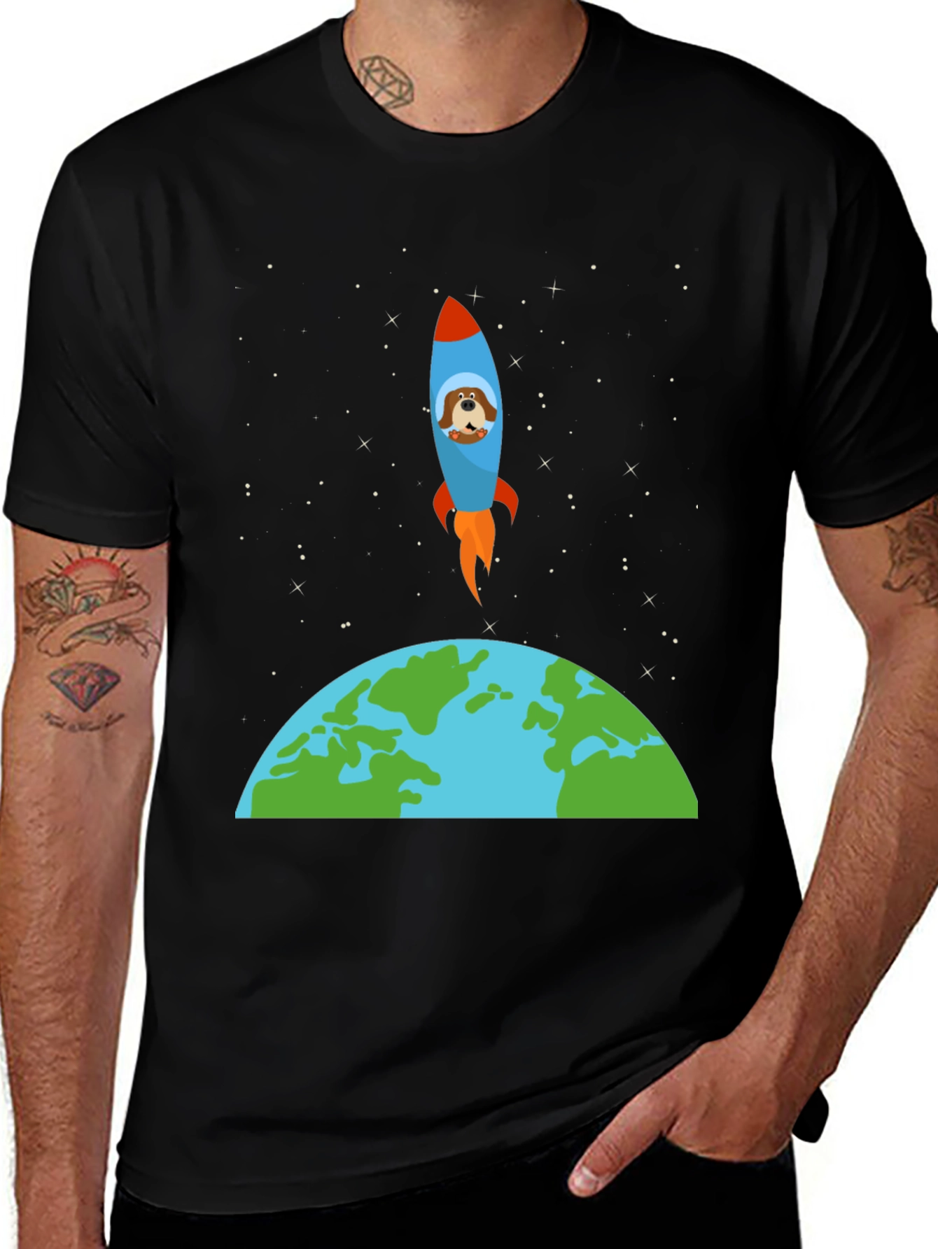 Dog in Space Rocket T-Shirt