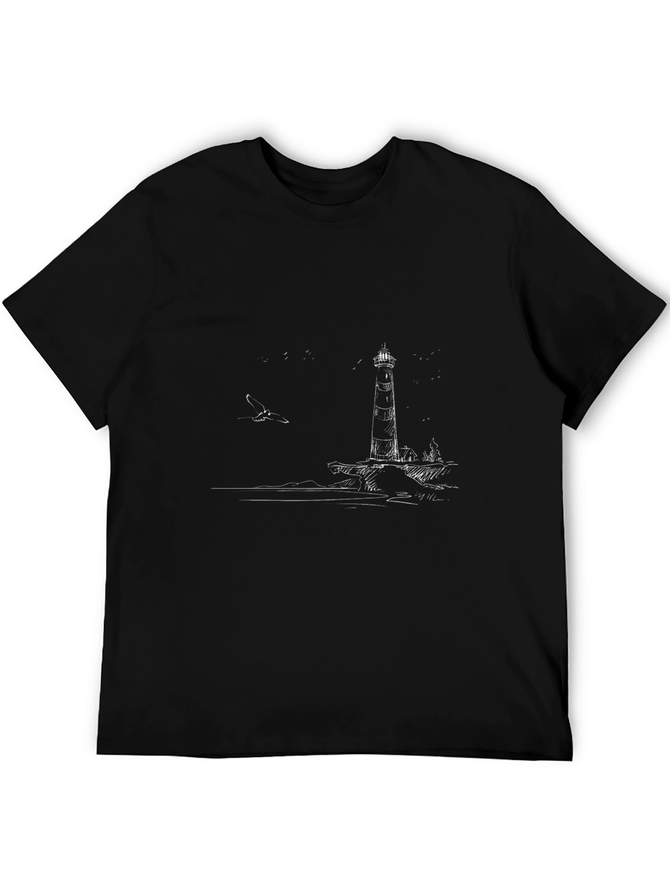 Lighthouse Sketch Graphic Tee - Black