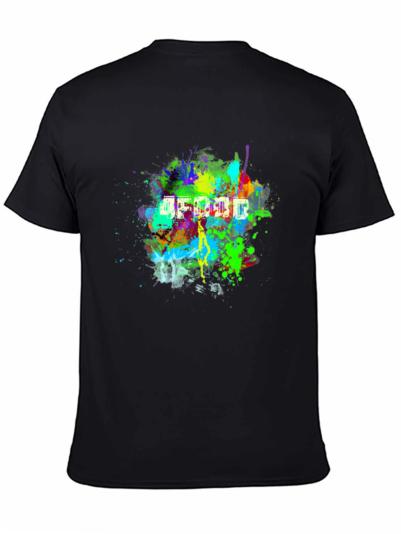 Vibrant Abstract Splatter Print Black T-Shirt