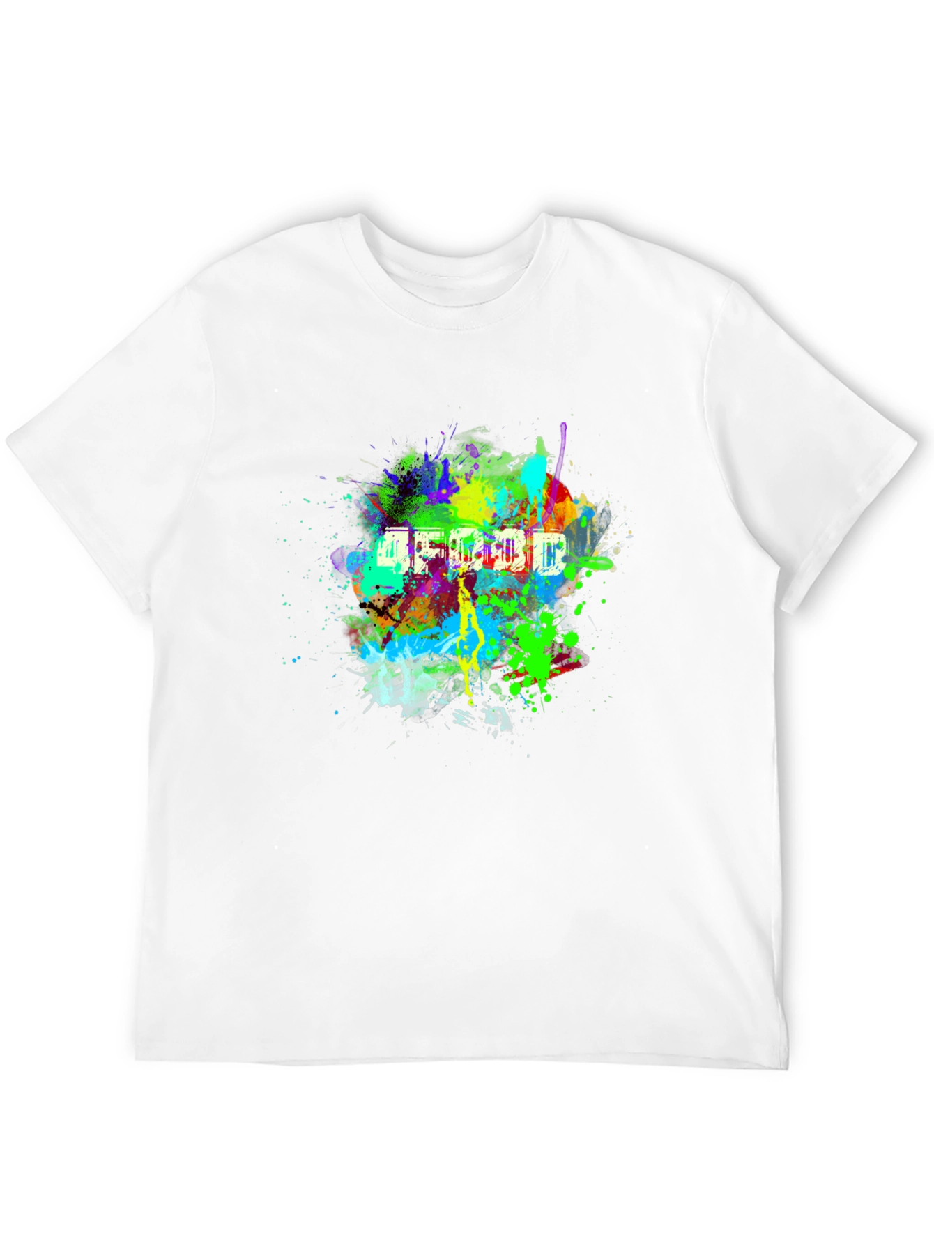 Vibrant Abstract Splatter Print Black T-Shirt