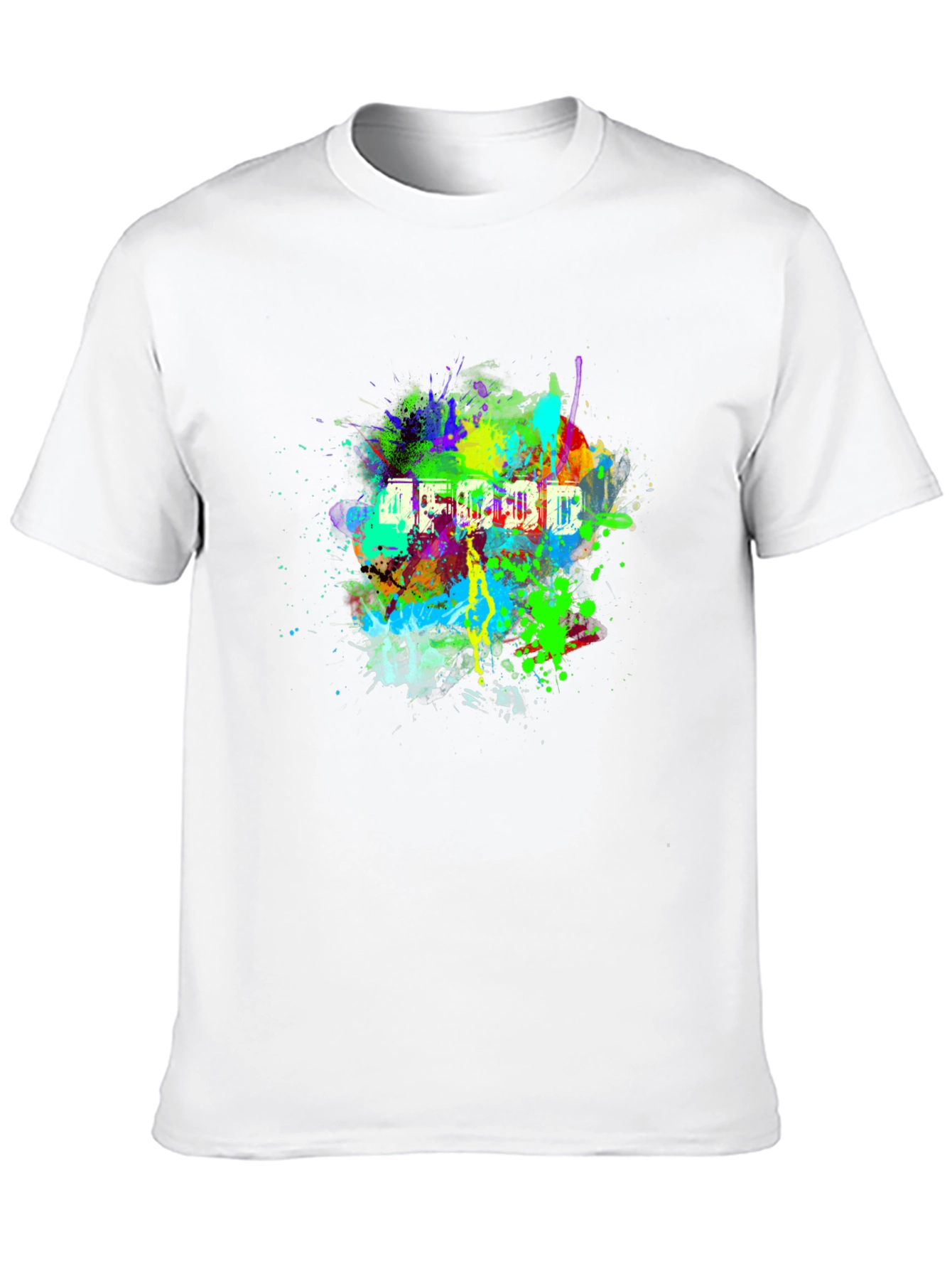 Vibrant Abstract Splatter Print Black T-Shirt