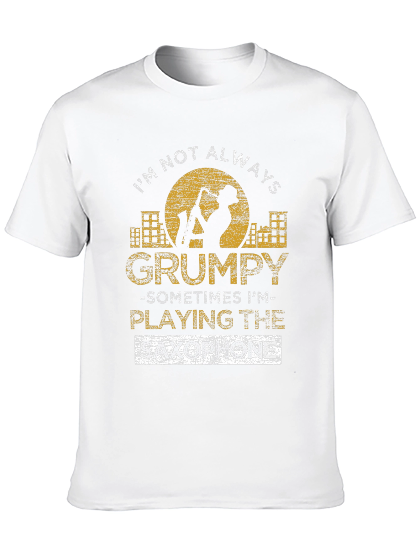 Grumpy Saxophone Player Black Graphic T-Shirt