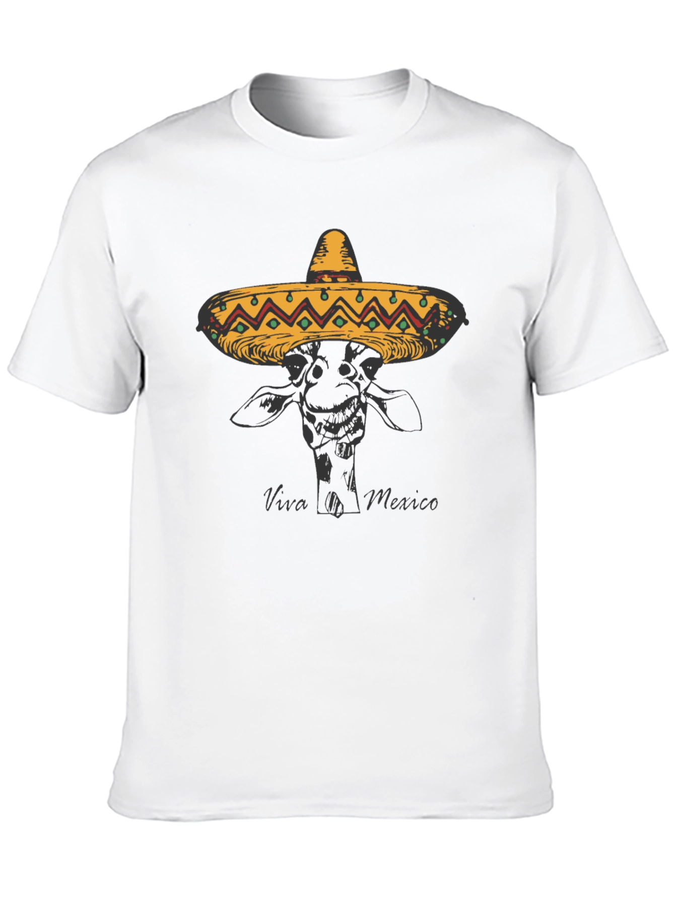 Giraffe in Sombrero Black T-Shirt