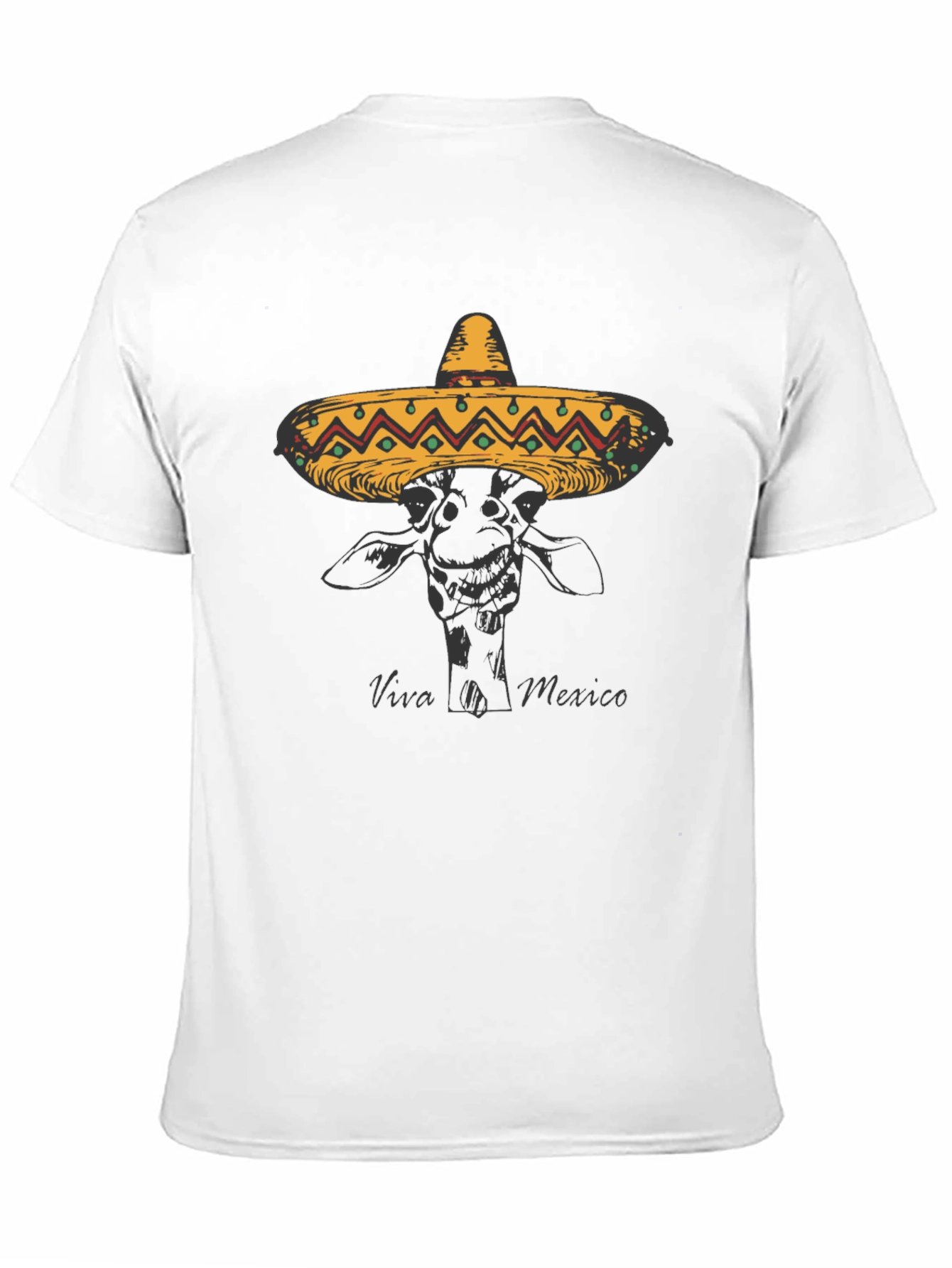 Giraffe in Sombrero Black T-Shirt