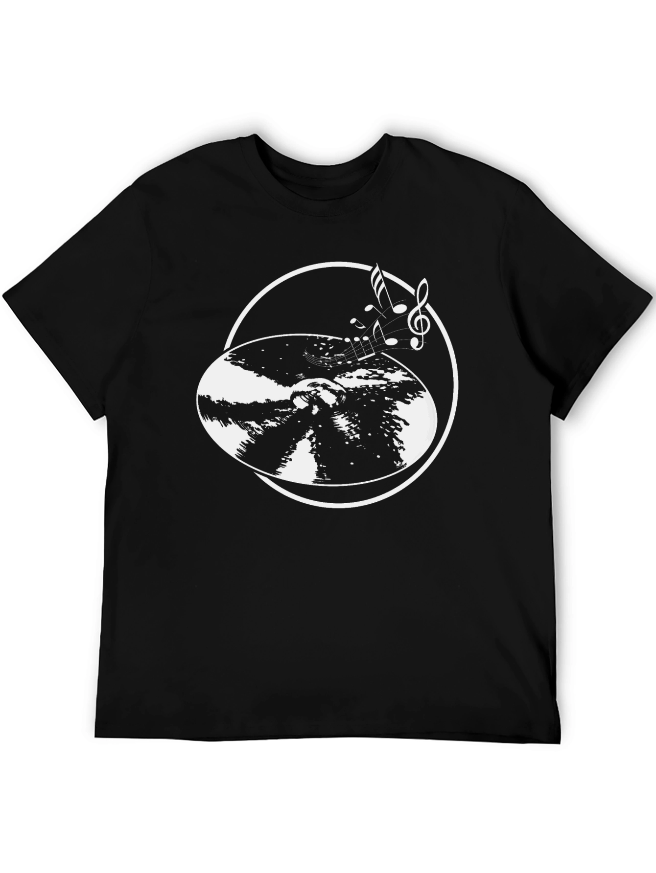 Musical Notes Vinyl Record Graphic T-Shirt