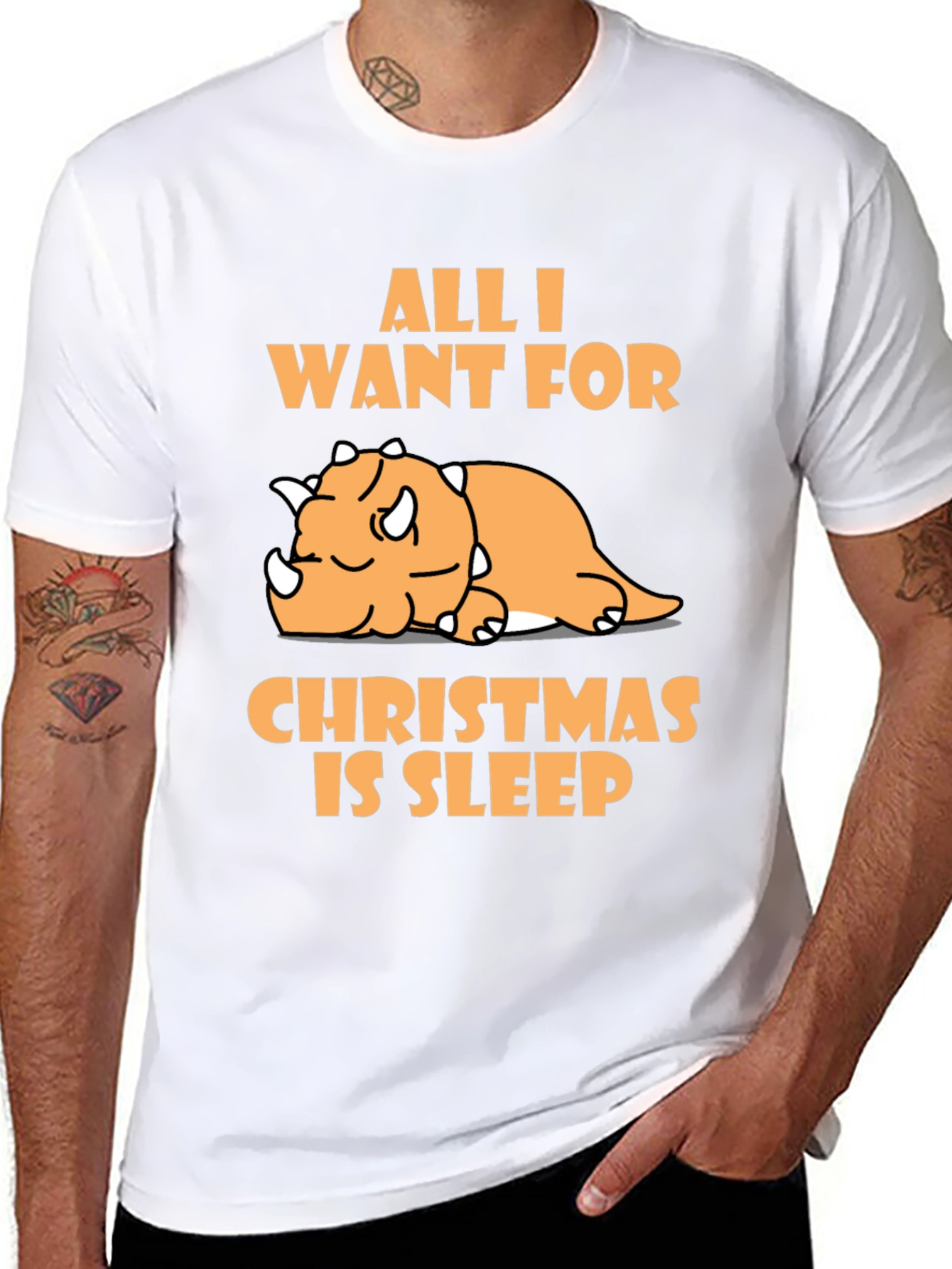Sleepy Dino Christmas T-Shirt