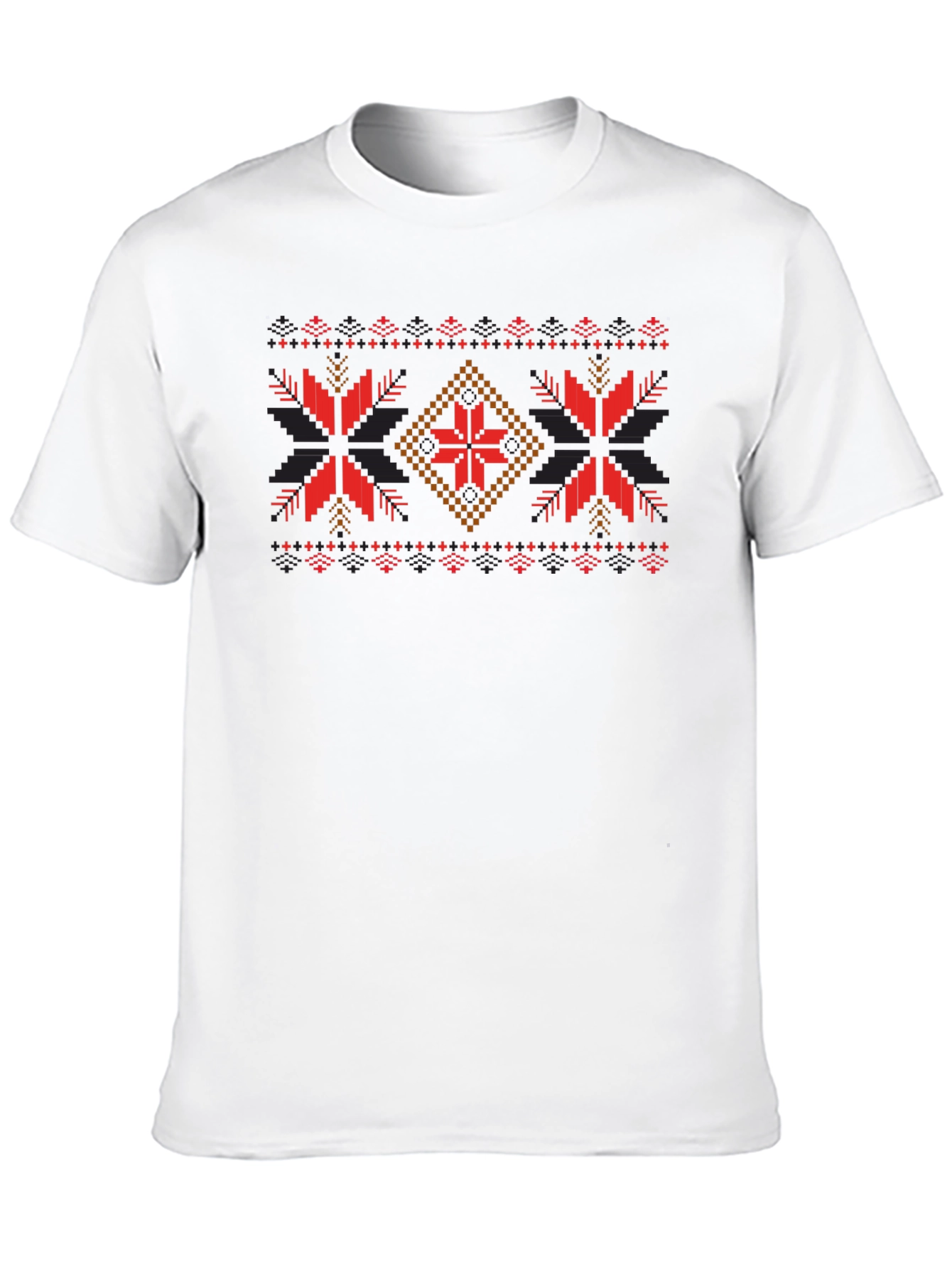 Nordic Patterned Black T-Shirt