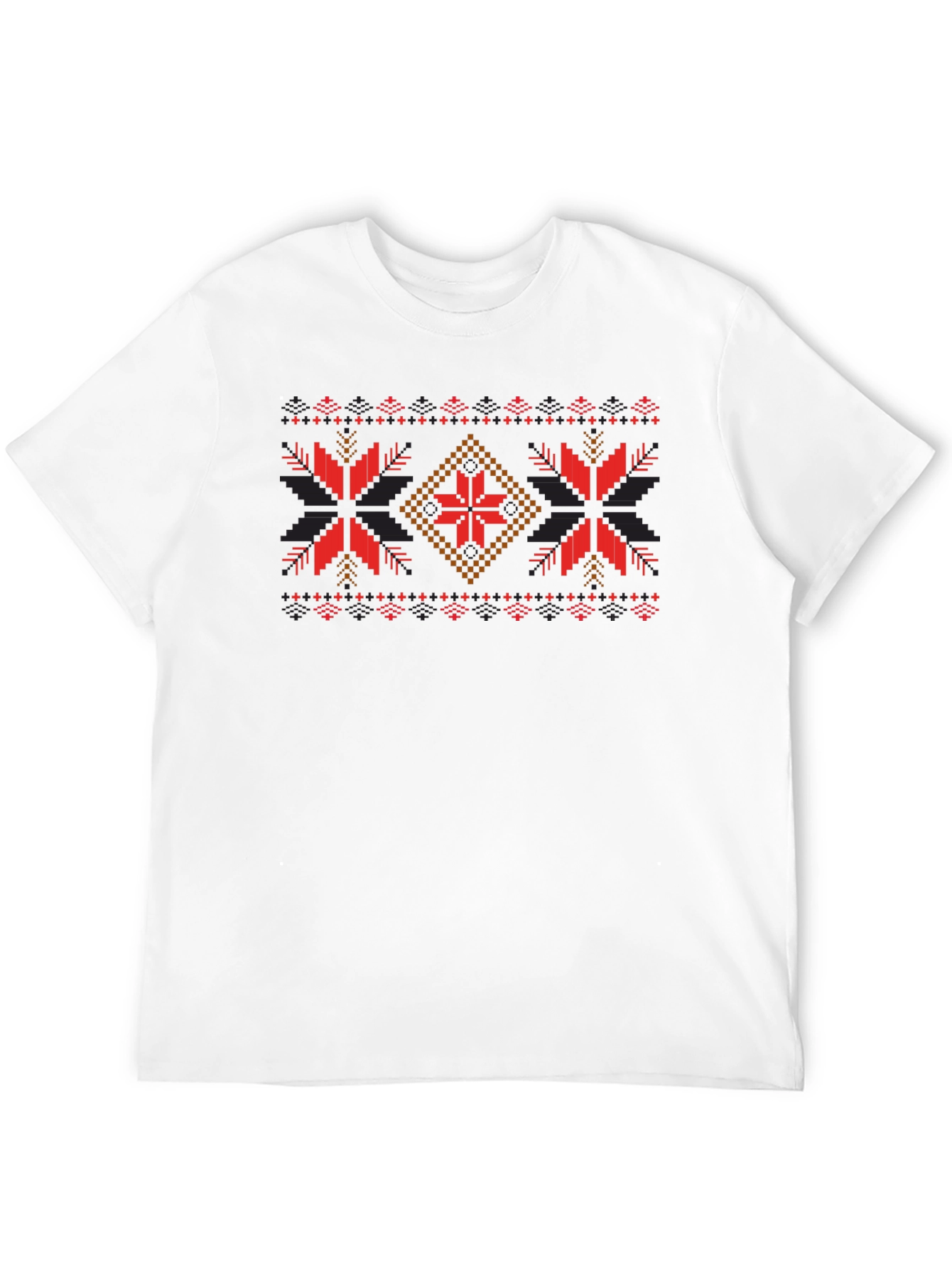 Nordic Patterned Black T-Shirt