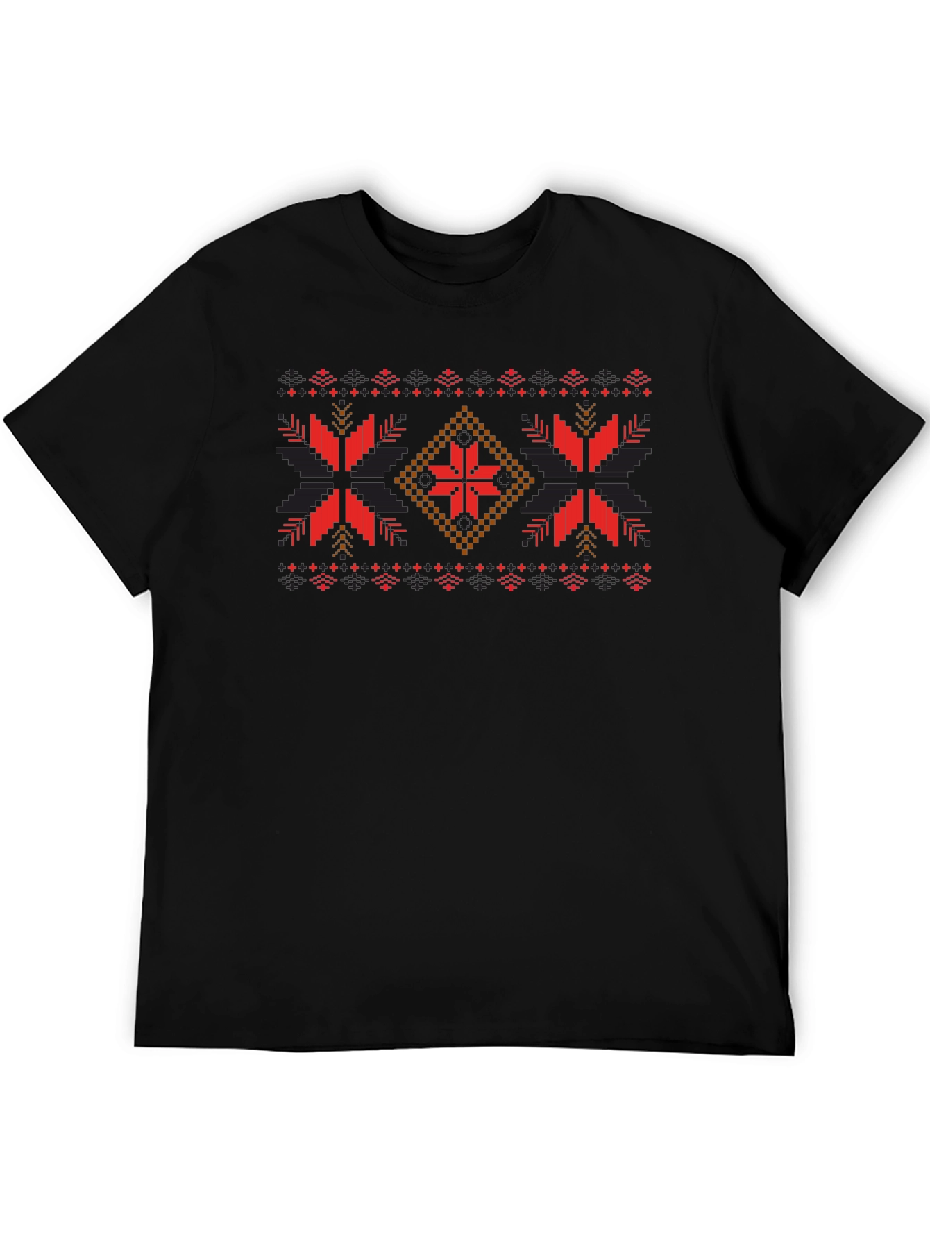 Nordic Patterned Black T-Shirt